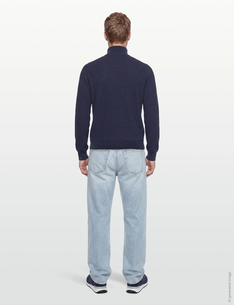 Gant - COTTON PIQUE HALF ZIP - pullover mit halbem reißverschluss - marine melange - 4