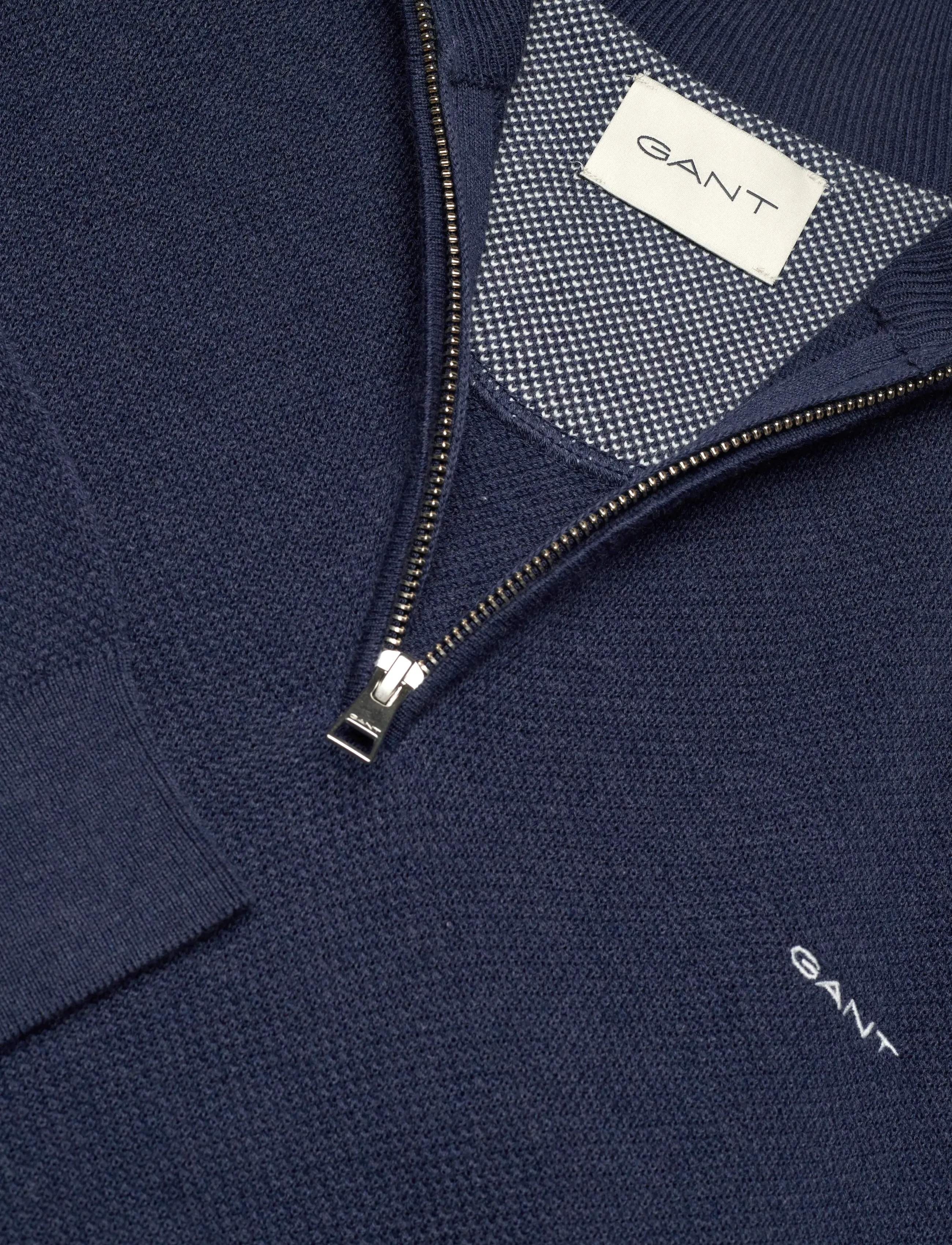 Gant - COTTON PIQUE HALF ZIP - hálfrenndar peysur - marine melange - 2