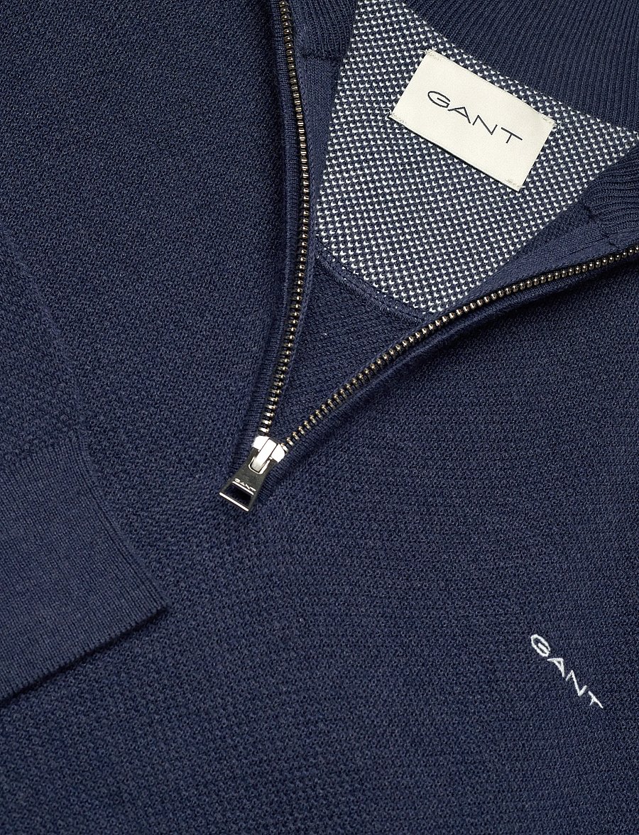 Gant - COTTON PIQUE HALF ZIP - hálfrenndar peysur - marine melange - 2