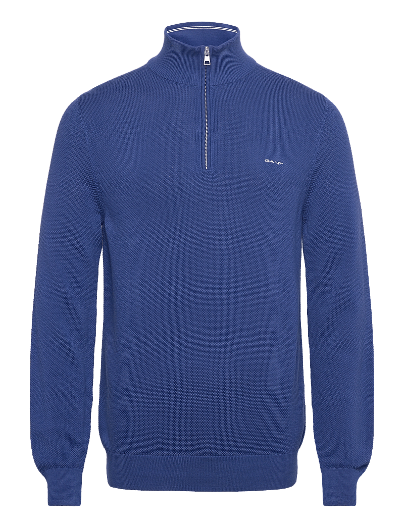 GANT - COTTON PIQUE HALF ZIP - swetry zapinane do połowy - rich blue - 0