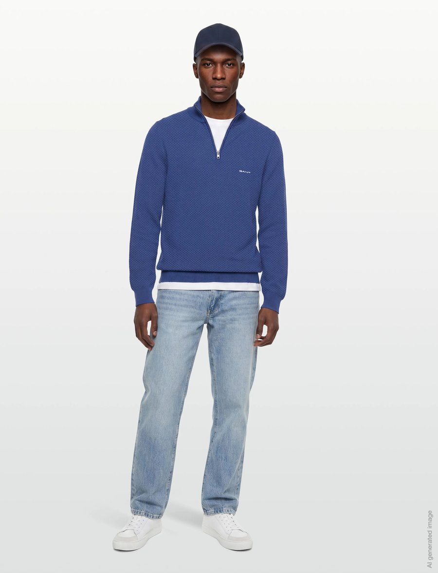 Gant - COTTON PIQUE HALF ZIP - half zip-tröjor - rich blue - 0