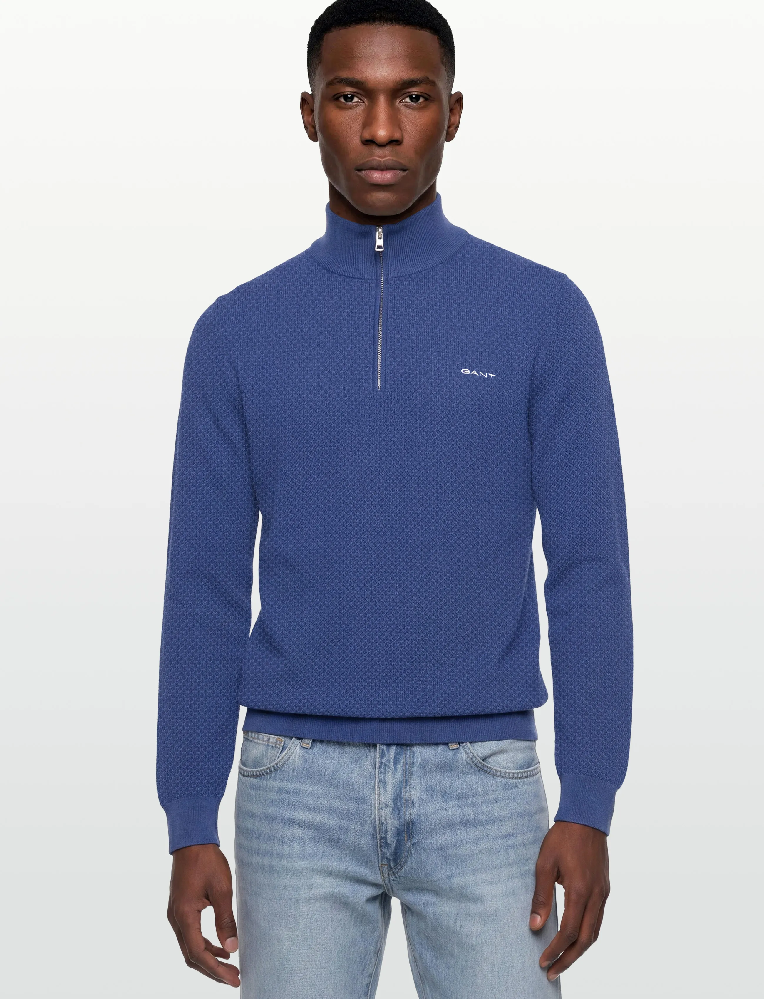 Gant - COTTON PIQUE HALF ZIP - mehed - rich blue - 3