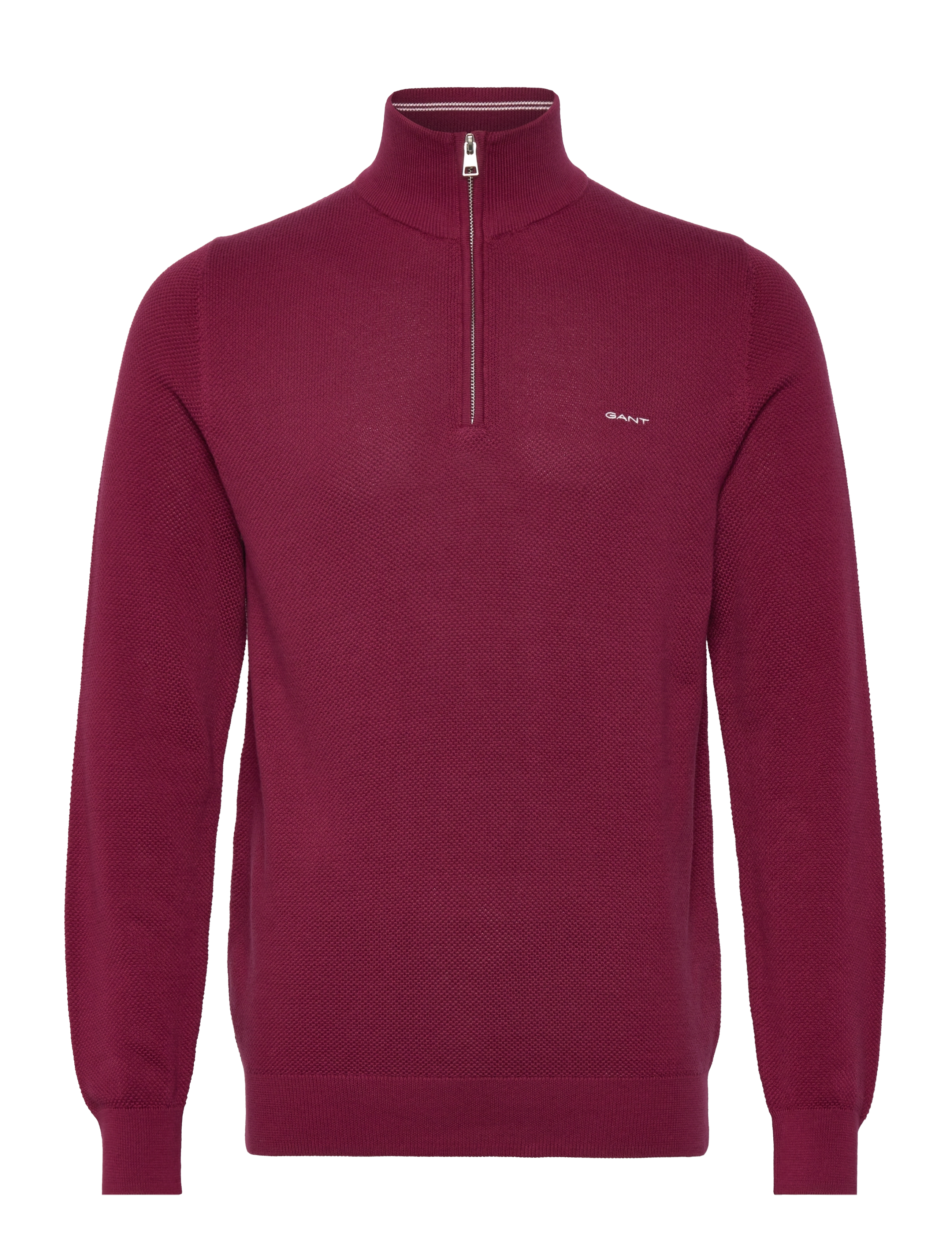 Gant COTTON PIQUE HALF ZIP - Strickmode - RICH WINE / burgundy