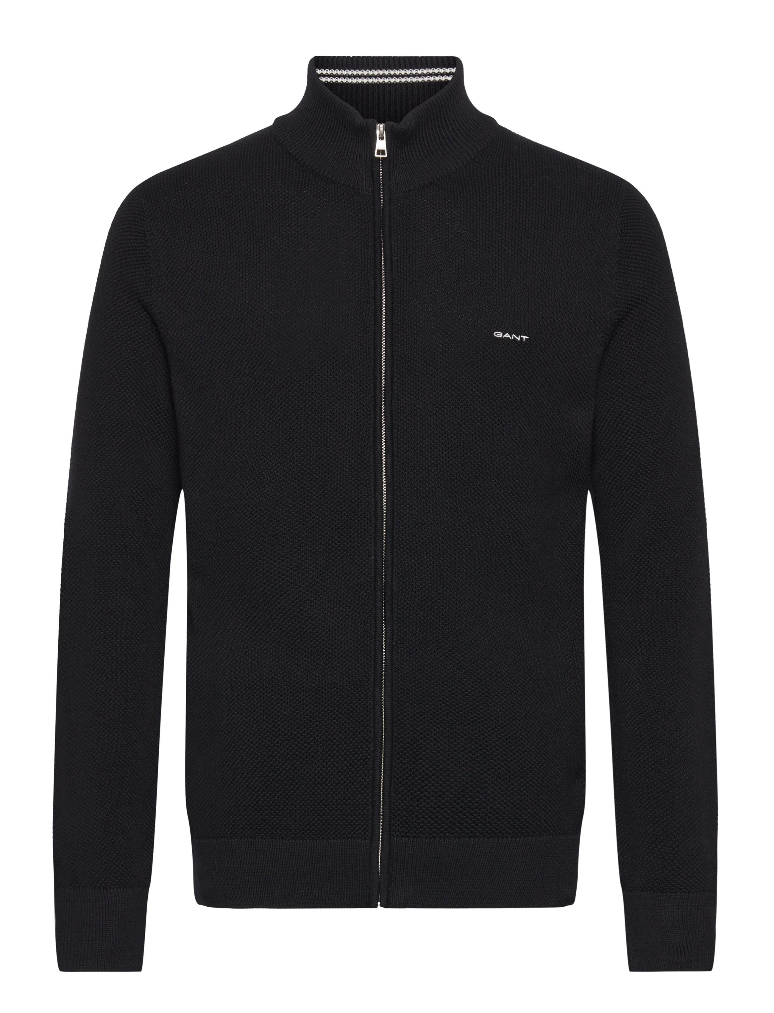 Gant COTTON PIQUE ZIP CARDIGAN - Gant - BLACK / black