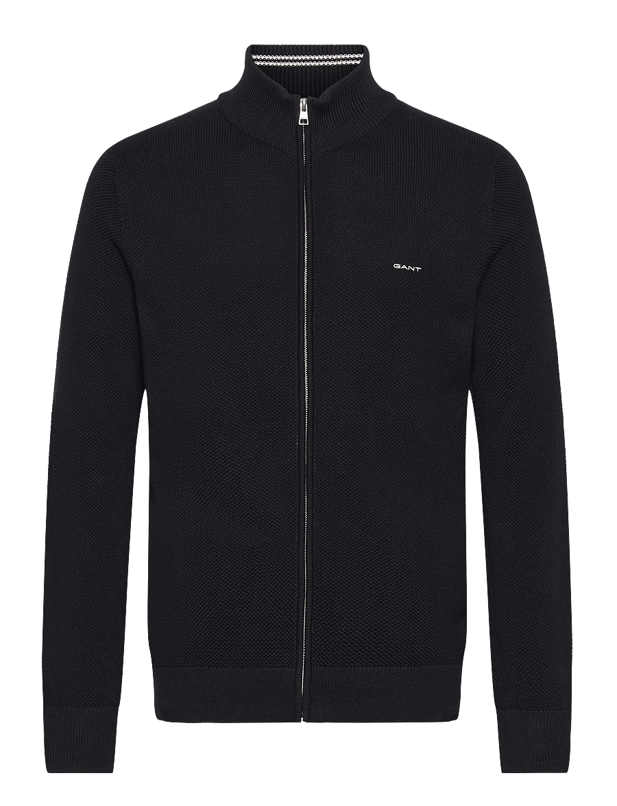 Gant - COTTON PIQUE ZIP CARDIGAN - fullzip strik - black - 1