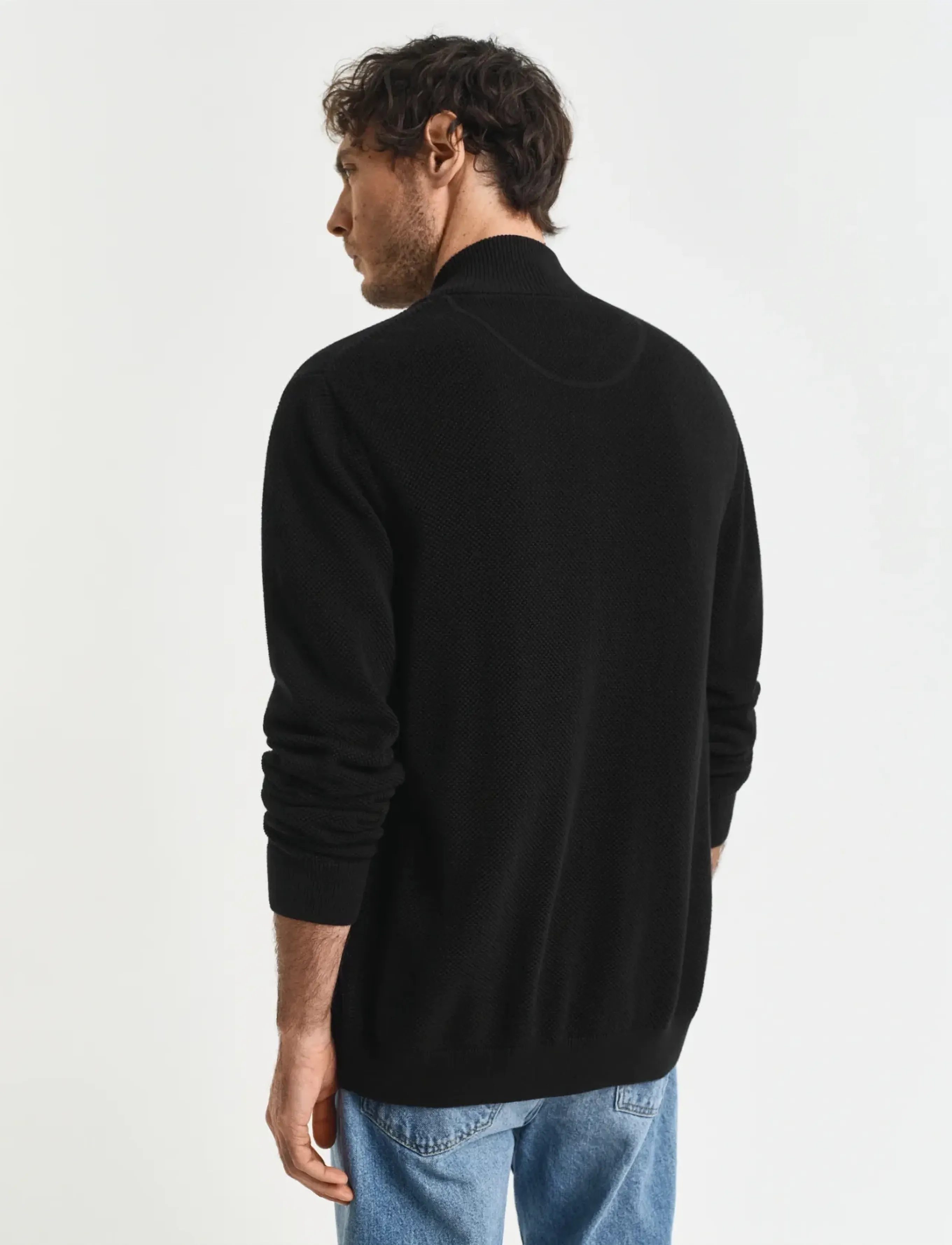 Gant - COTTON PIQUE ZIP CARDIGAN - fullzip strik - black - 3