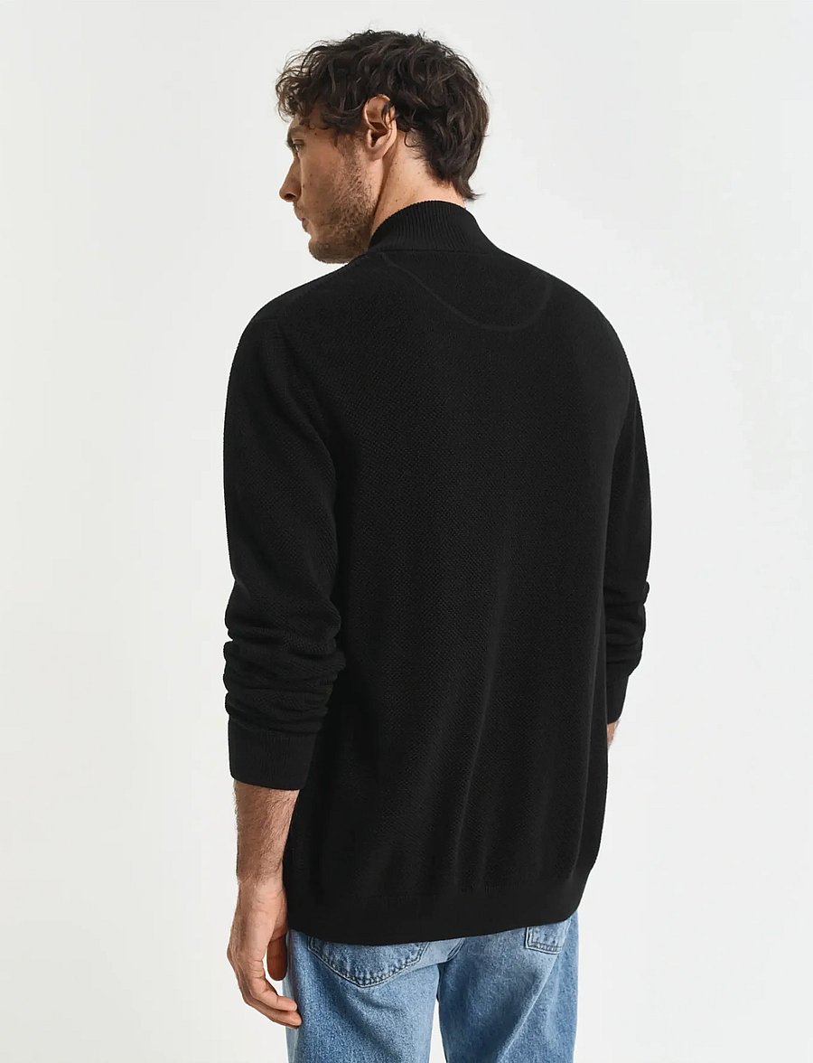 Gant - COTTON PIQUE ZIP CARDIGAN - fullzip strik - black - 3