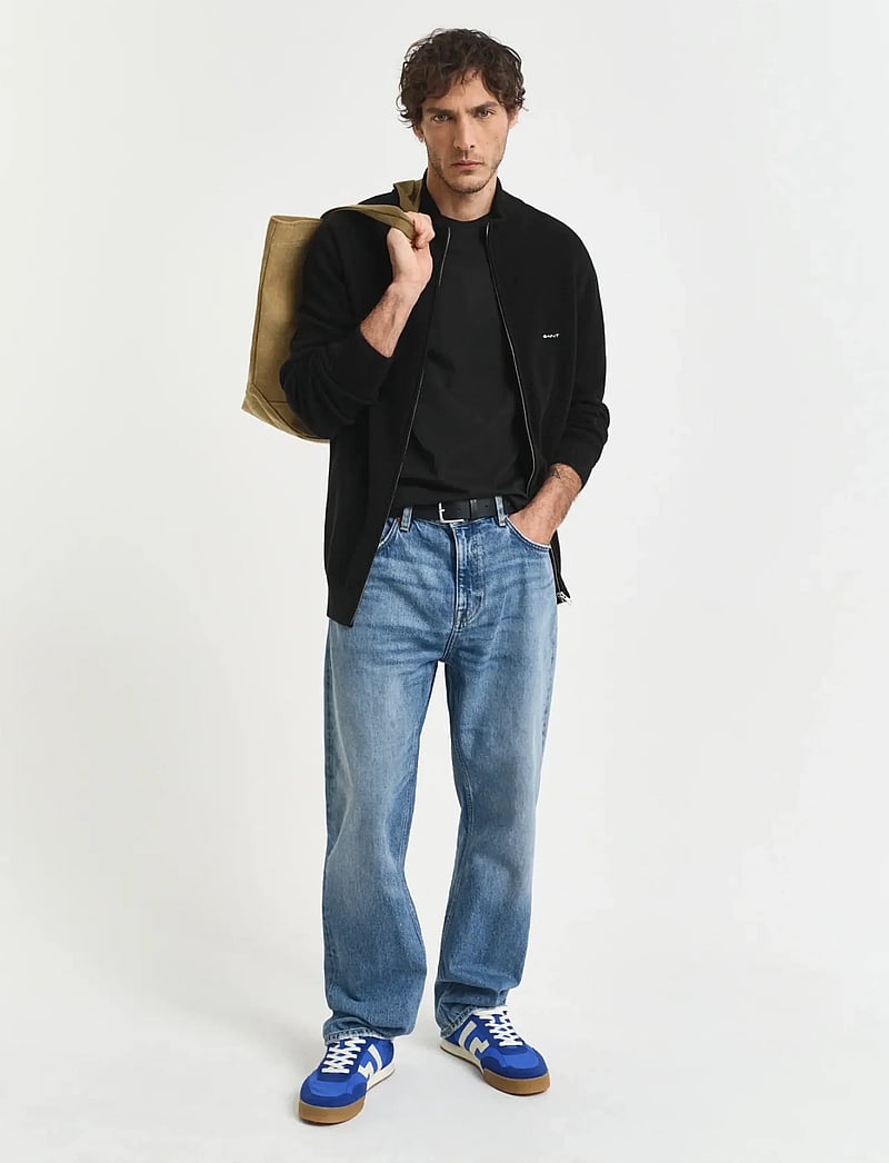 GANT - COTTON PIQUE ZIP CARDIGAN - fullzip strik - black - 5