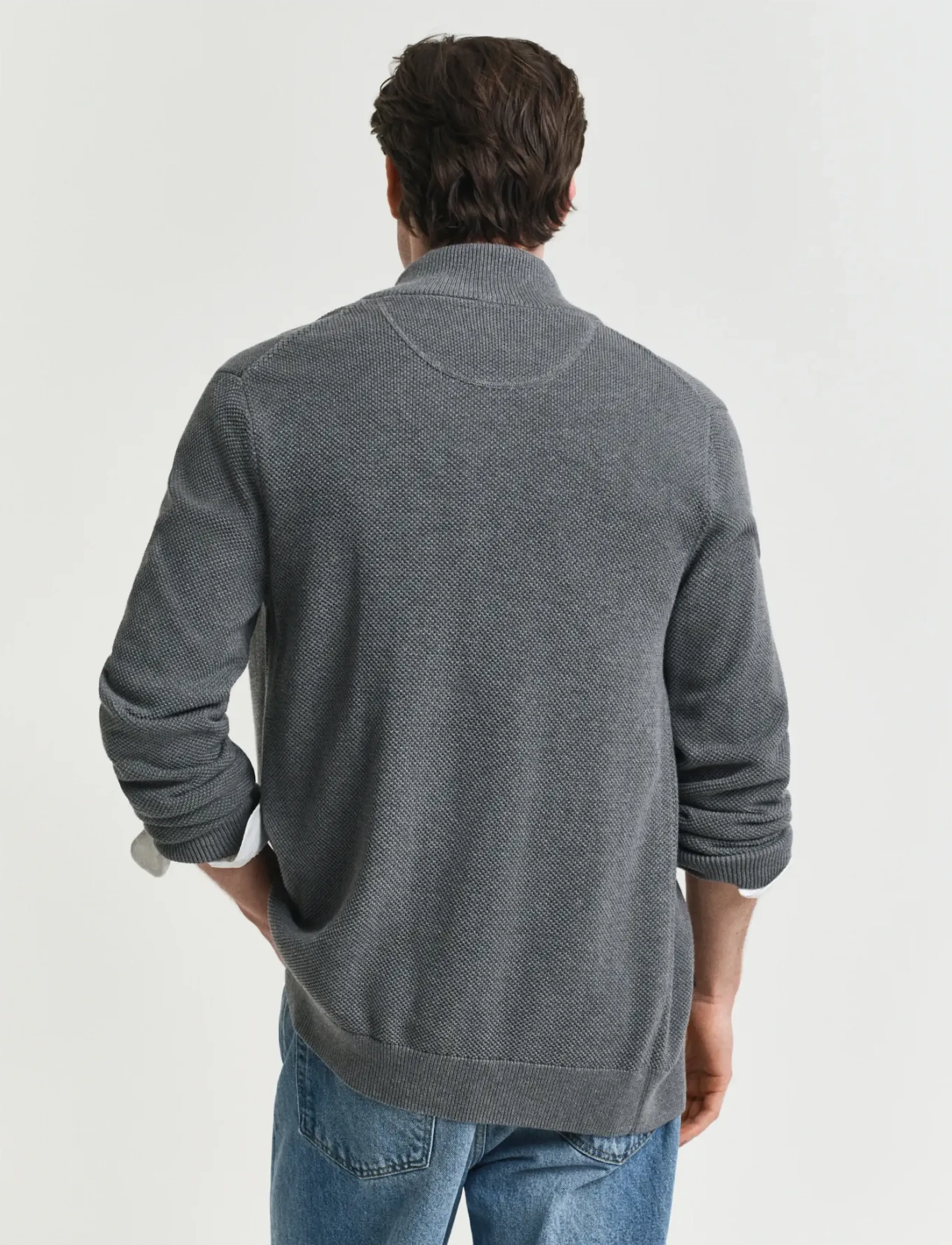 Gant - COTTON PIQUE ZIP CARDIGAN - fullzip strik - dark grey melange - 3