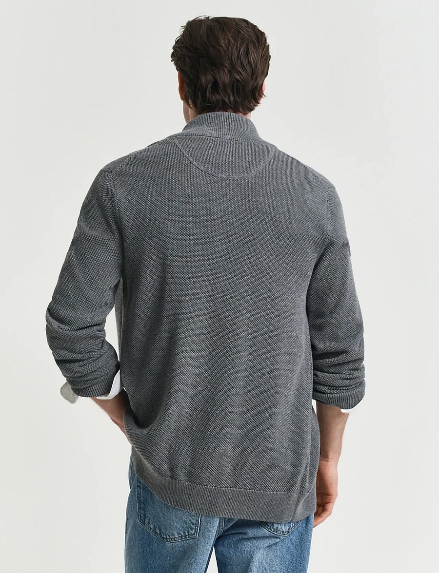 Gant - COTTON PIQUE ZIP CARDIGAN - fullzip strik - dark grey melange - 3