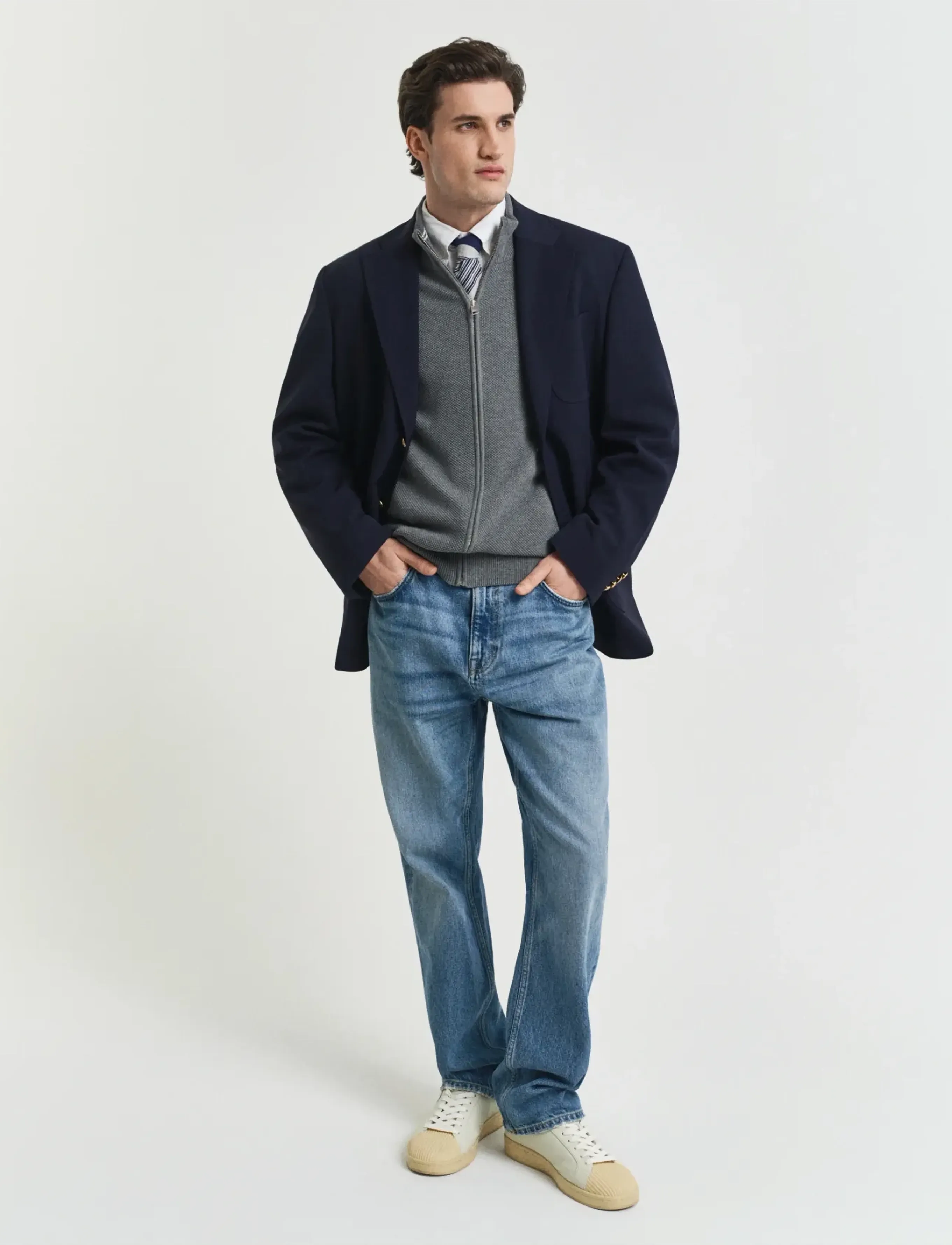 Gant - COTTON PIQUE ZIP CARDIGAN - fullzip strik - dark grey melange - 5