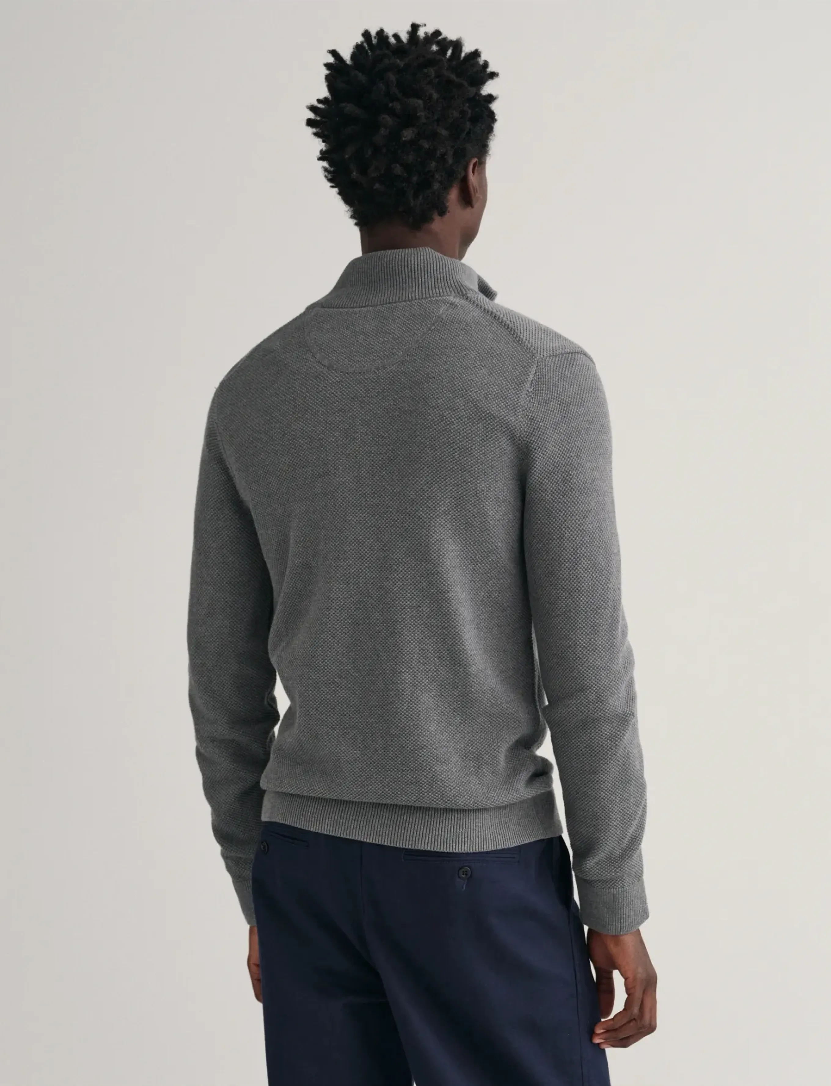 Gant COTTON PIQUE ZIP CARDIGAN - Knitwear - DARK GREY MELANGE / grey