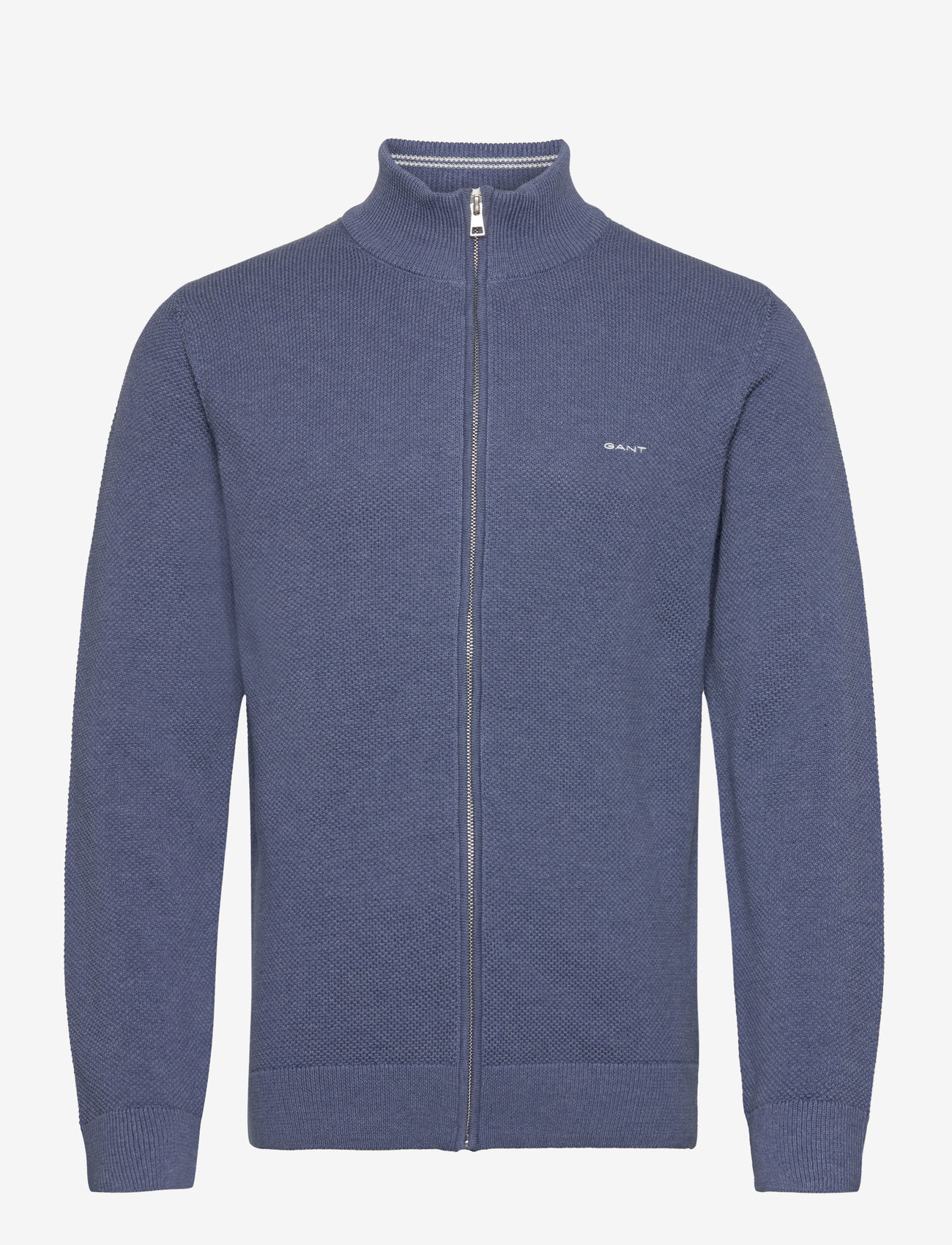 GANT - COTTON PIQUE ZIP CARDIGAN - full zip tröjor - denim blue melange - 1