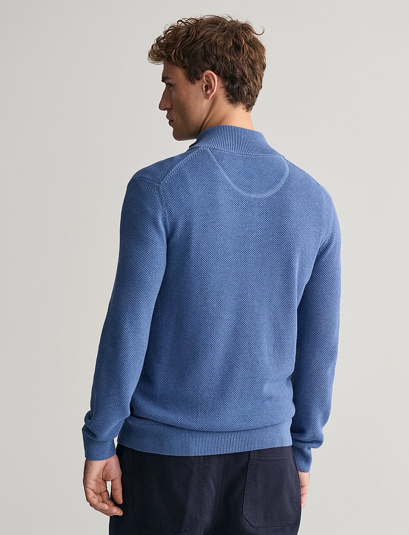 GANT - COTTON PIQUE ZIP CARDIGAN - full zip tröjor - denim blue melange - 3