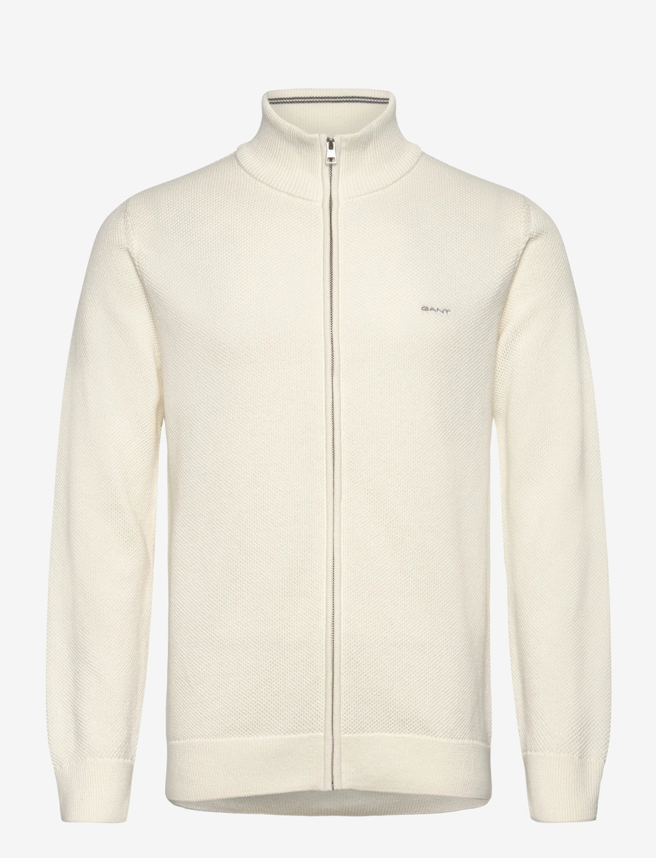 GANT - COTTON PIQUE ZIP CARDIGAN - fullzip strik - eggshell - 0