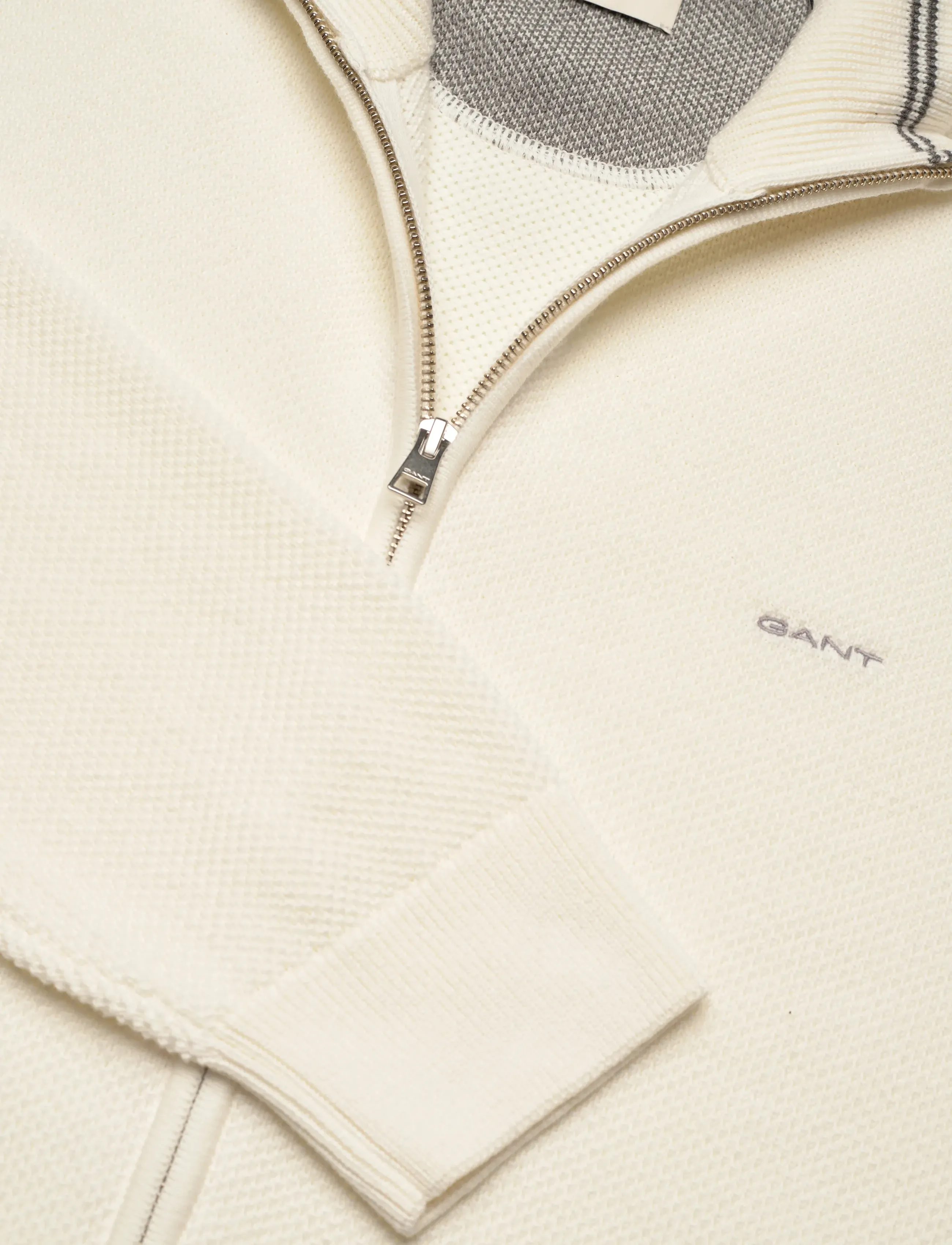 Gant - COTTON PIQUE ZIP CARDIGAN - geburtstagsgeschenke - eggshell - 2
