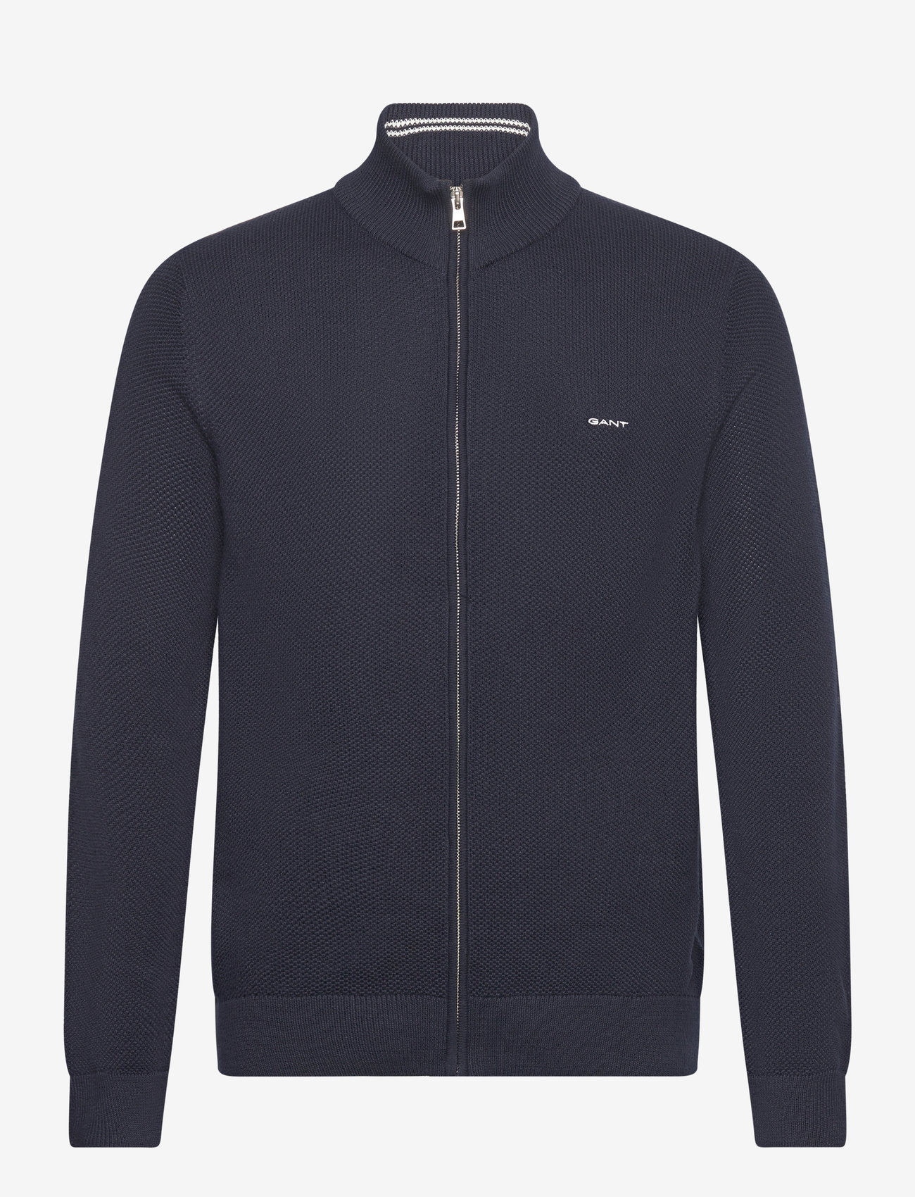 GANT - COTTON PIQUE ZIP CARDIGAN - fullzip strik - evening blue - 1