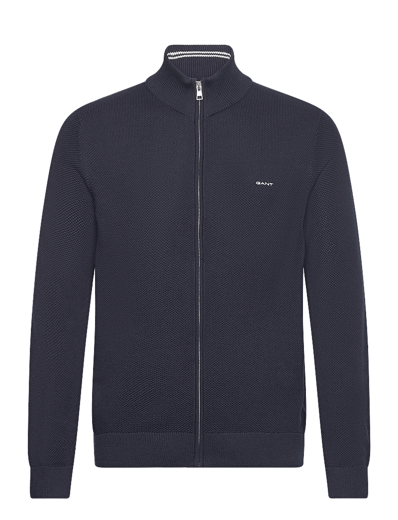 GANT - COTTON PIQUE ZIP CARDIGAN - fullzip strik - evening blue - 1