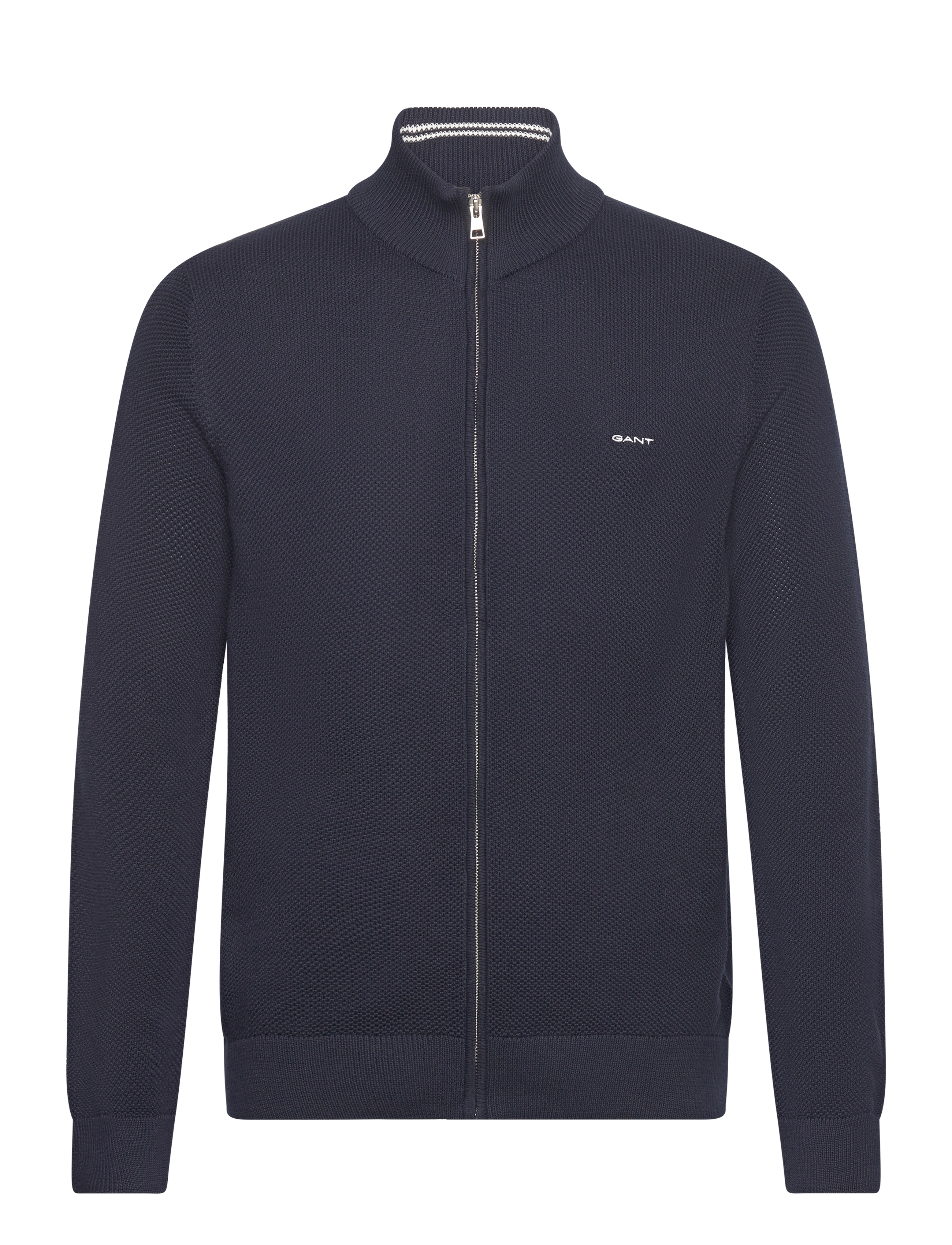Gant COTTON PIQUE ZIP CARDIGAN - Pullover mit durchgehendem Reißverschluss - EVENING BLUE / navy