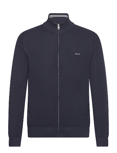 Cotton Pique Zip Cardigan - Fullzip Strik