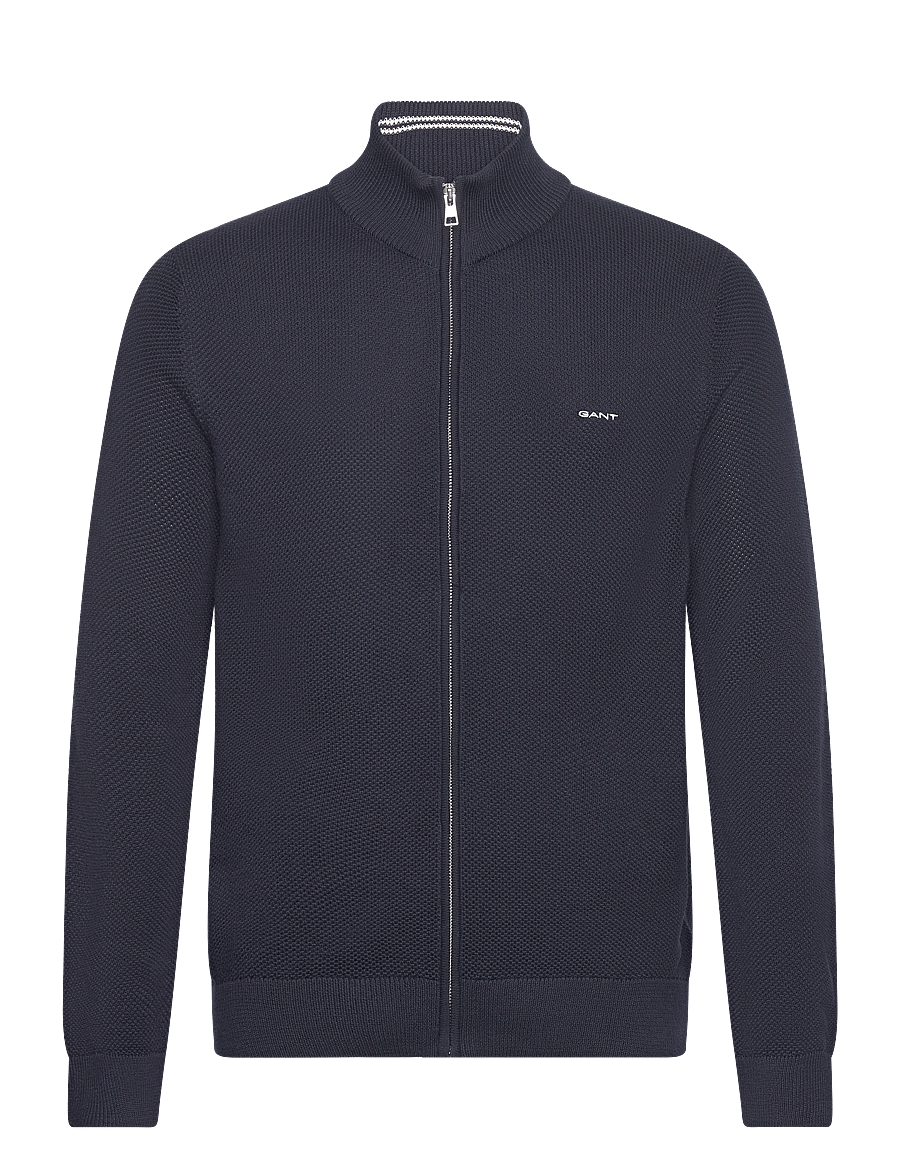 Gant - COTTON PIQUE ZIP CARDIGAN - full zip strik - evening blue - 1