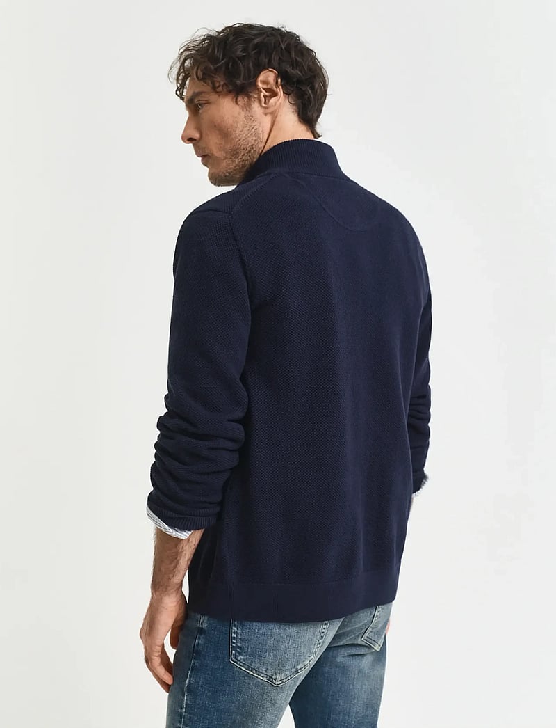 GANT - COTTON PIQUE ZIP CARDIGAN - fullzip strik - evening blue - 3