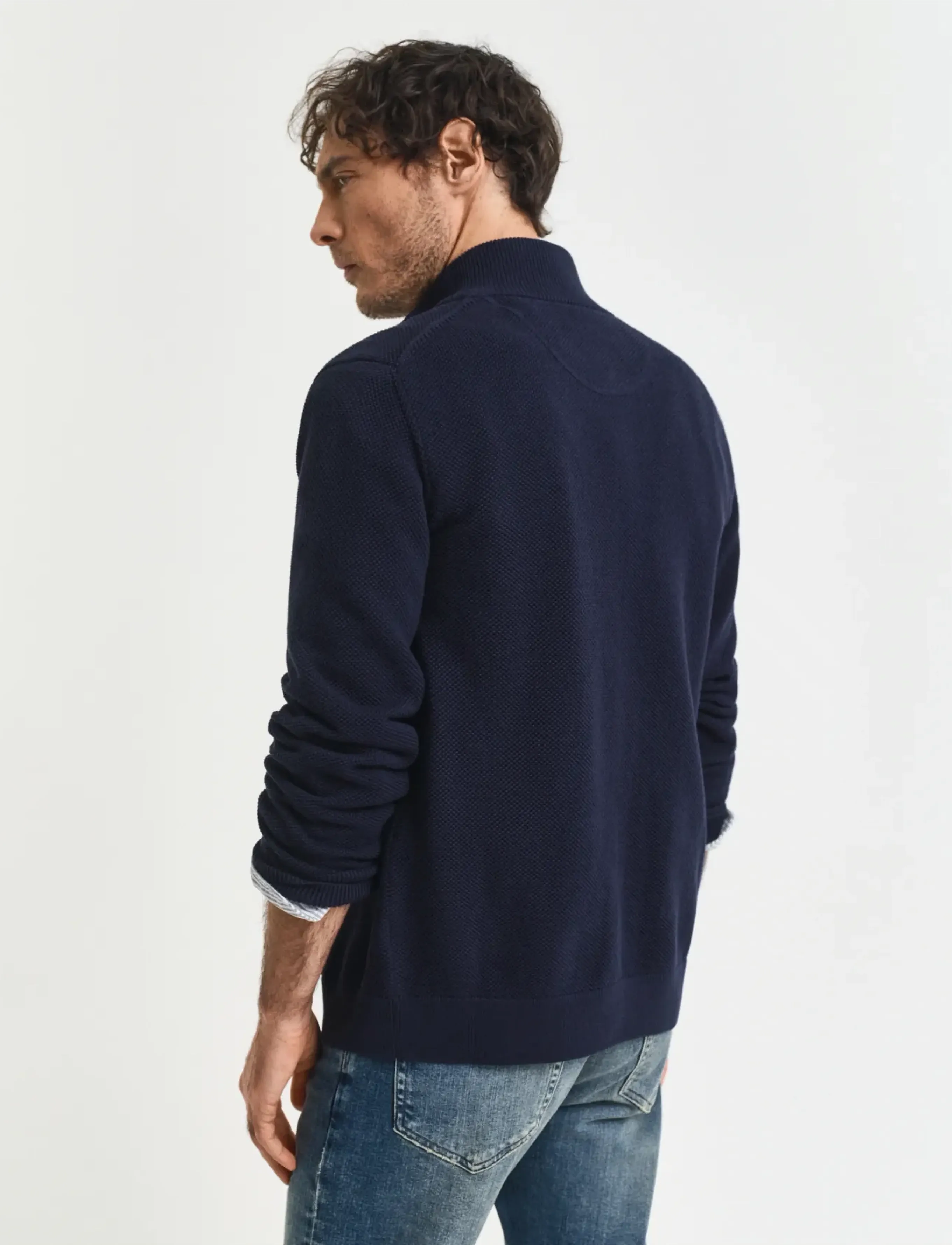 Gant - COTTON PIQUE ZIP CARDIGAN - full zip strik - evening blue - 3