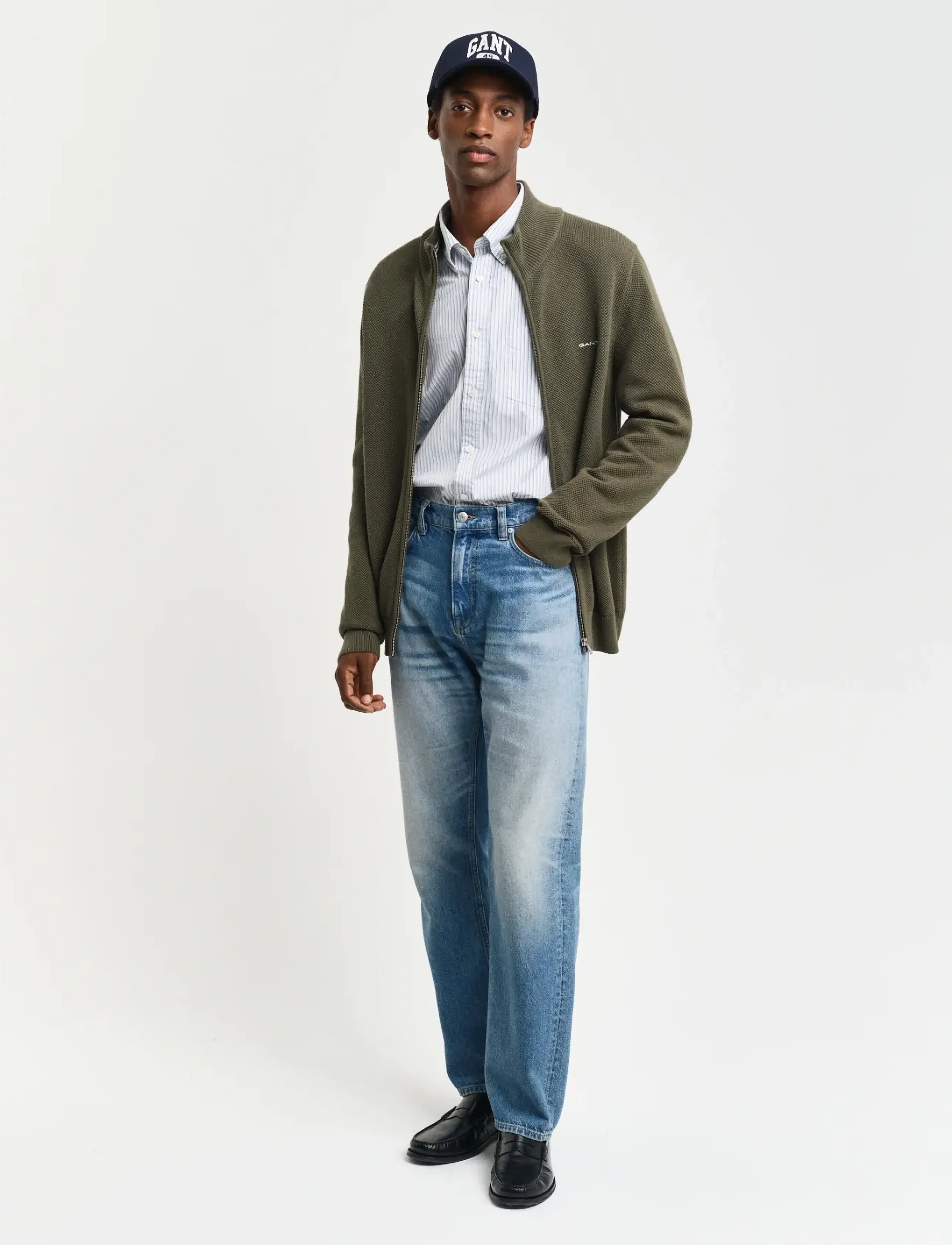 Gant - COTTON PIQUE ZIP CARDIGAN - geburtstagsgeschenke - juniper green - 5
