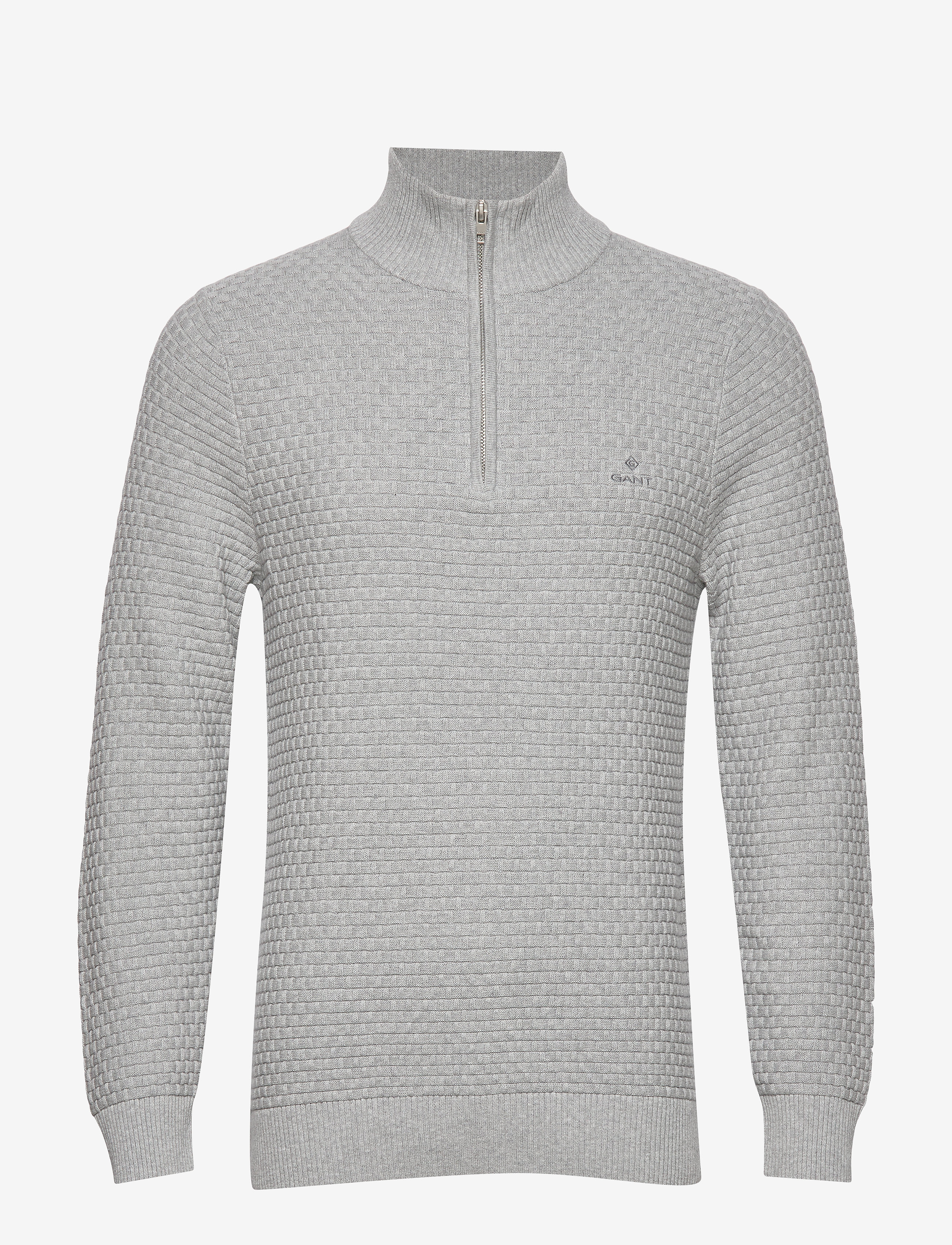 GANT - D1. SIGNATURE WEAVE HALF ZIP - grey melange - 0