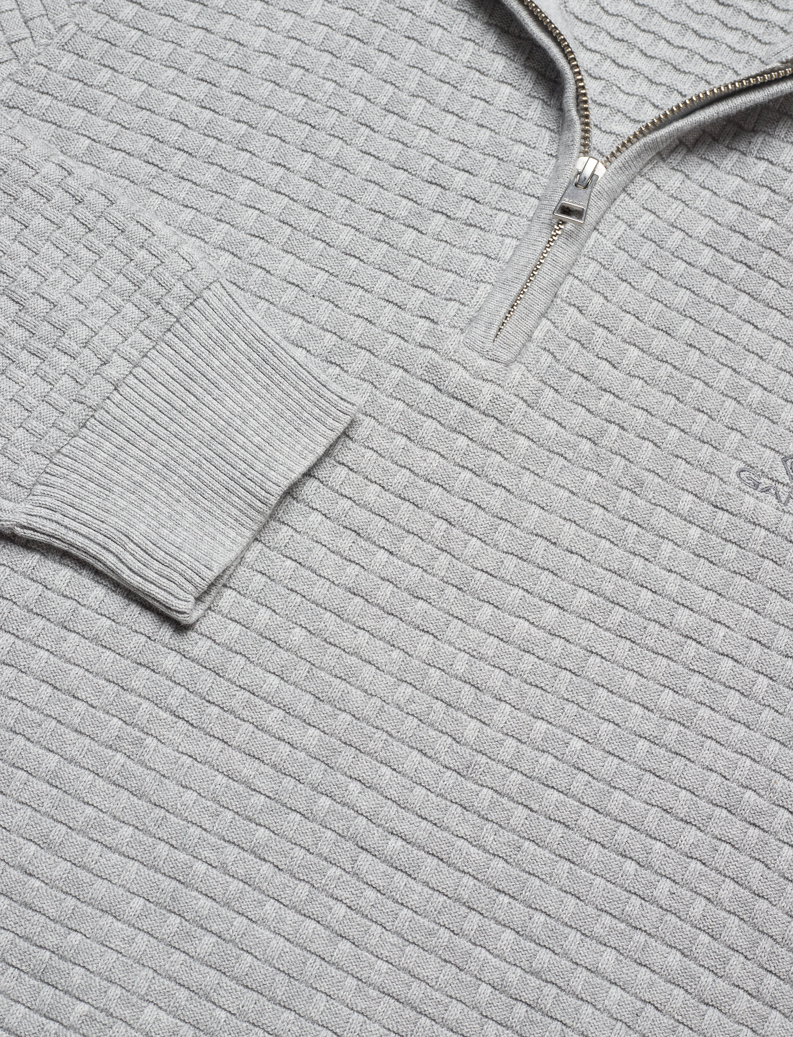GANT - D1. SIGNATURE WEAVE HALF ZIP - grey melange - 2