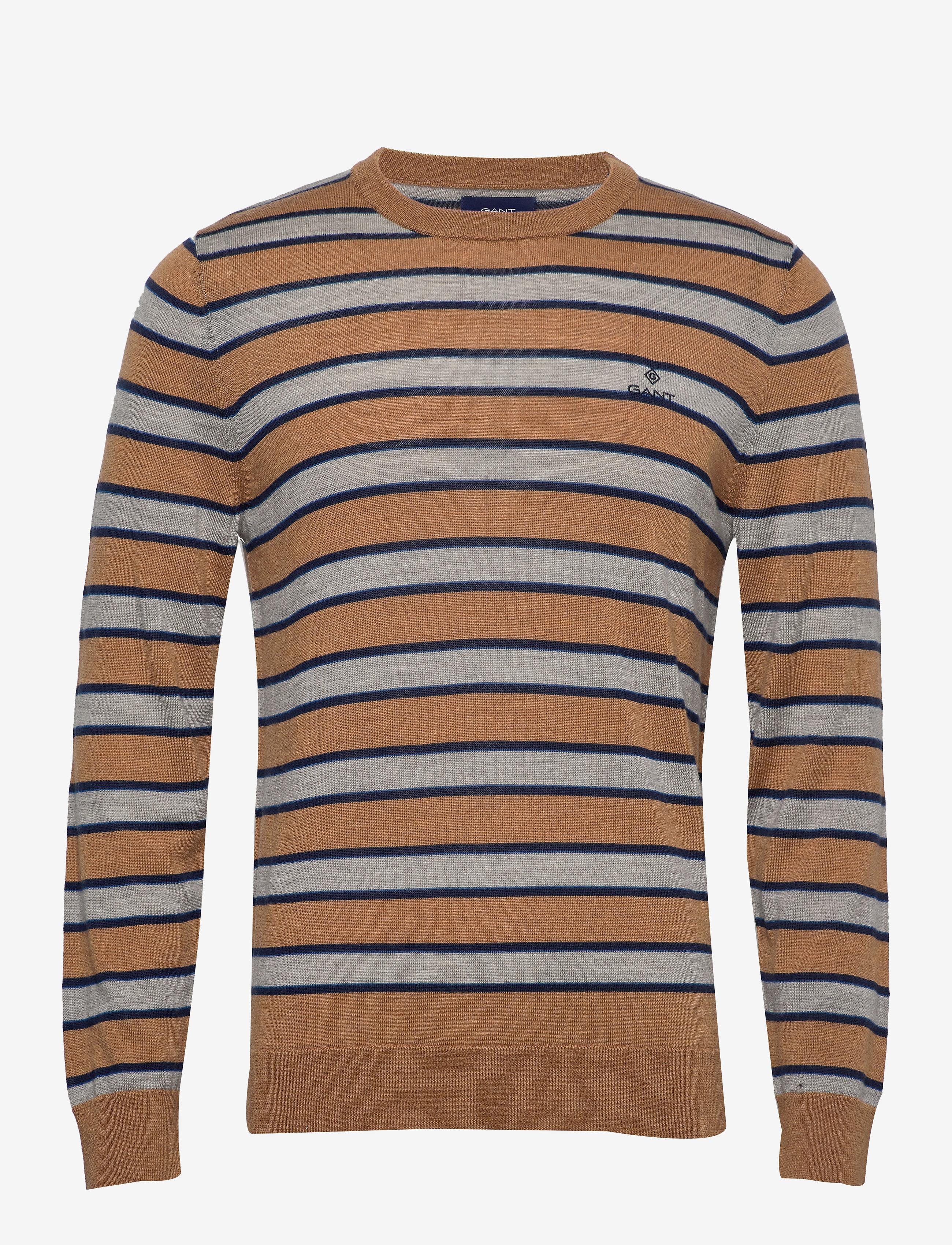 GANT - D1. MULTI STRIPE MERINO CREW - warm khaki - 0