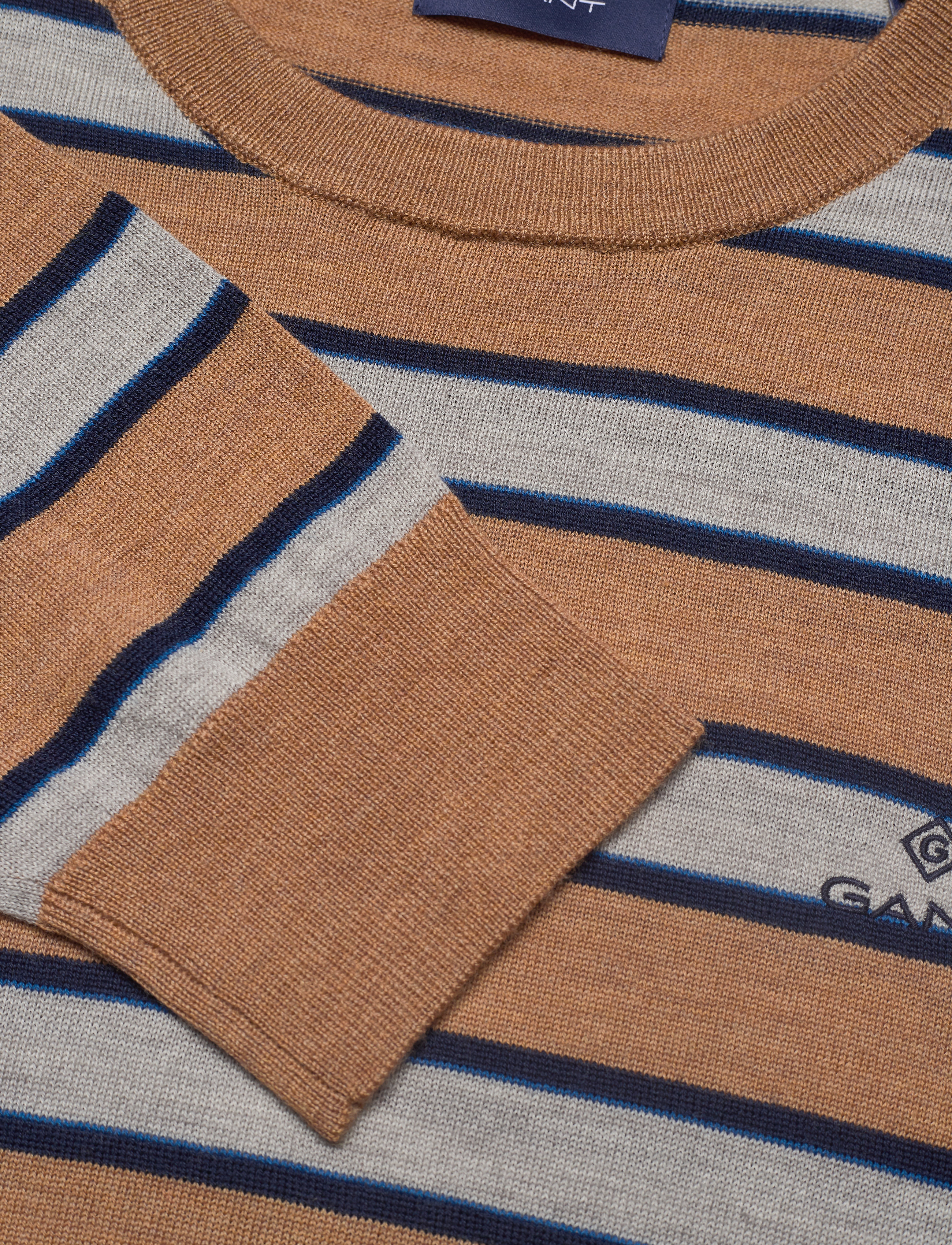 GANT - D1. MULTI STRIPE MERINO CREW - warm khaki - 2