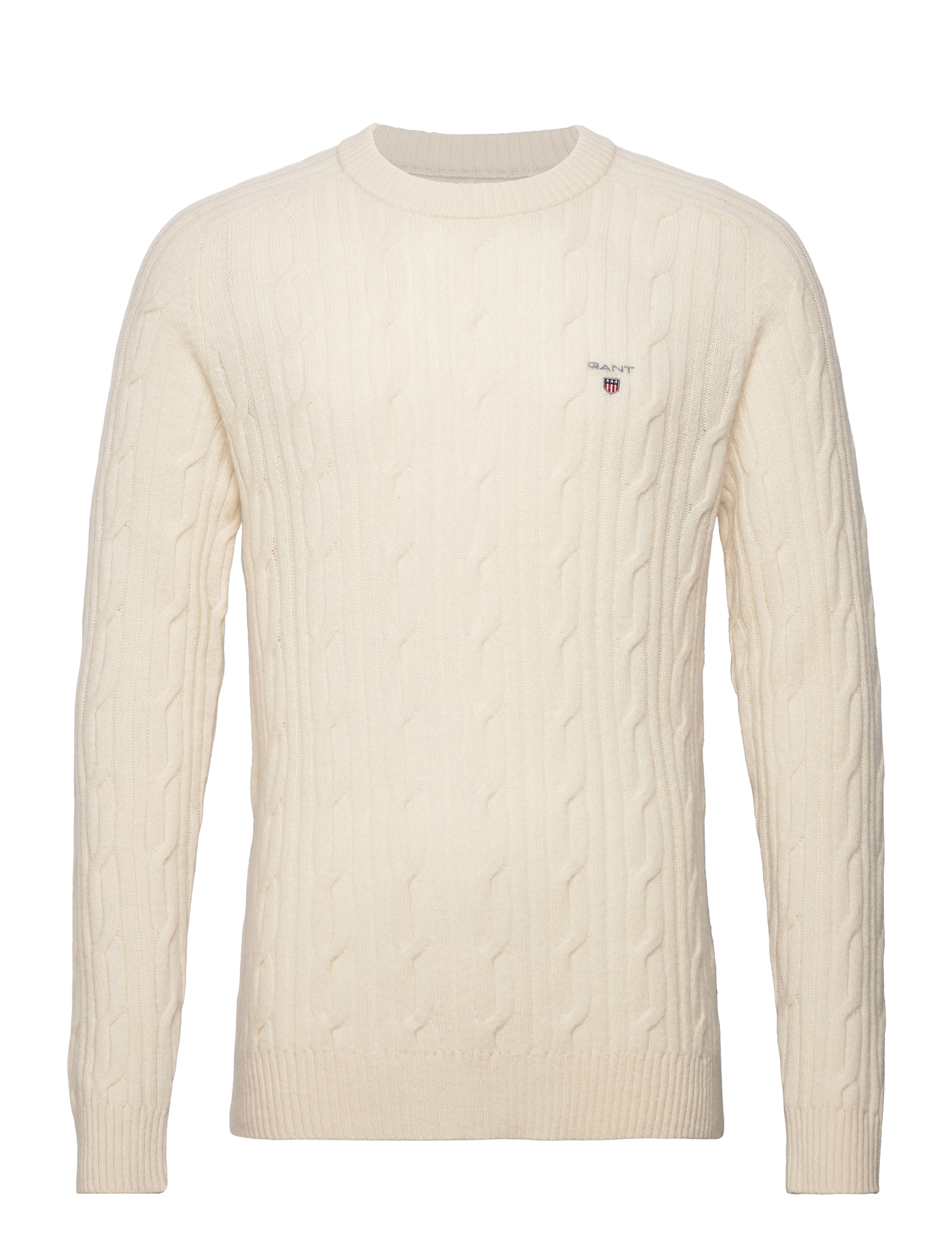 GANT - D2. LAMBSWOOL CABLE C-NECK - cream - 0