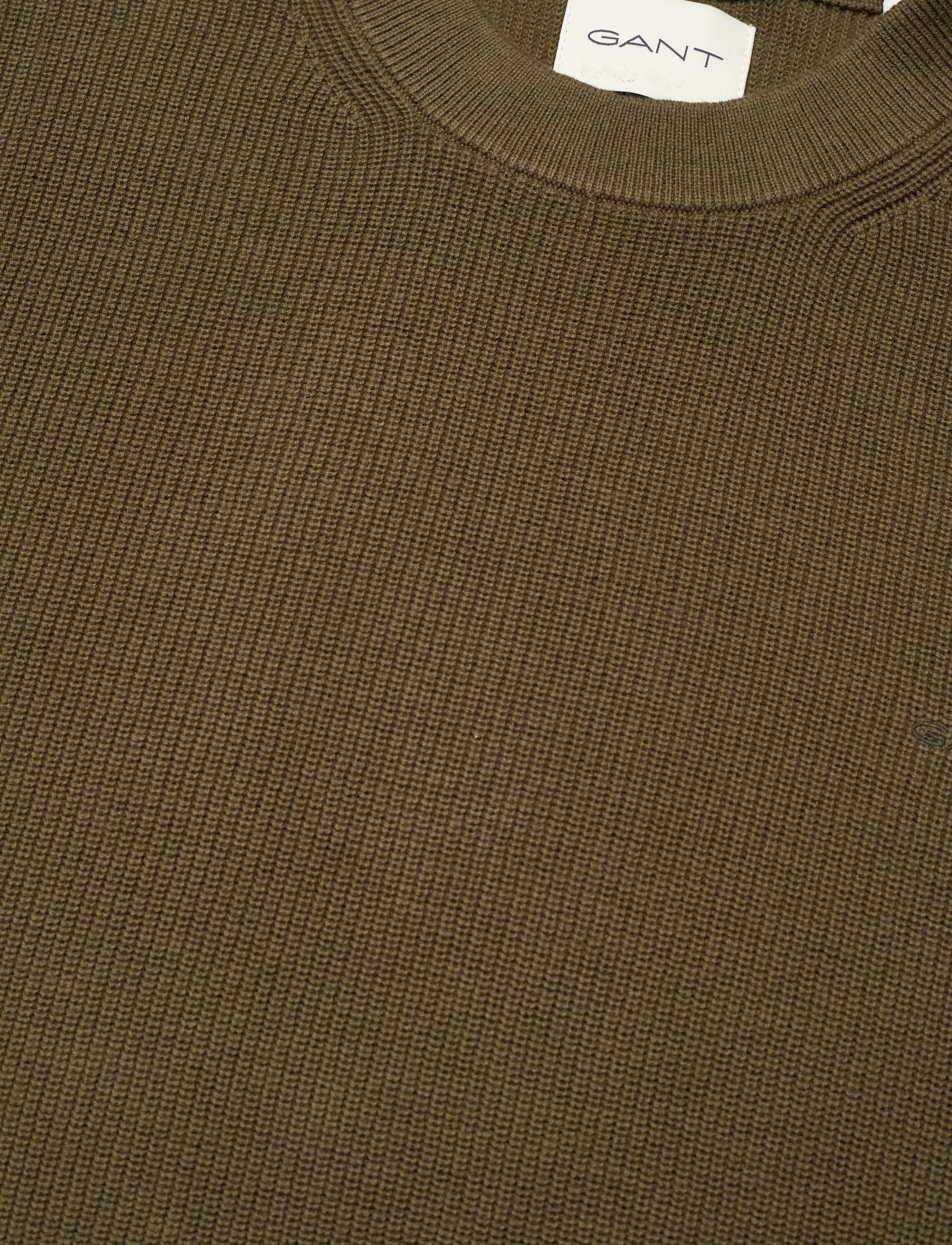 GANT - COTTON WOOL RIB C-NECK - dark cactus - 5