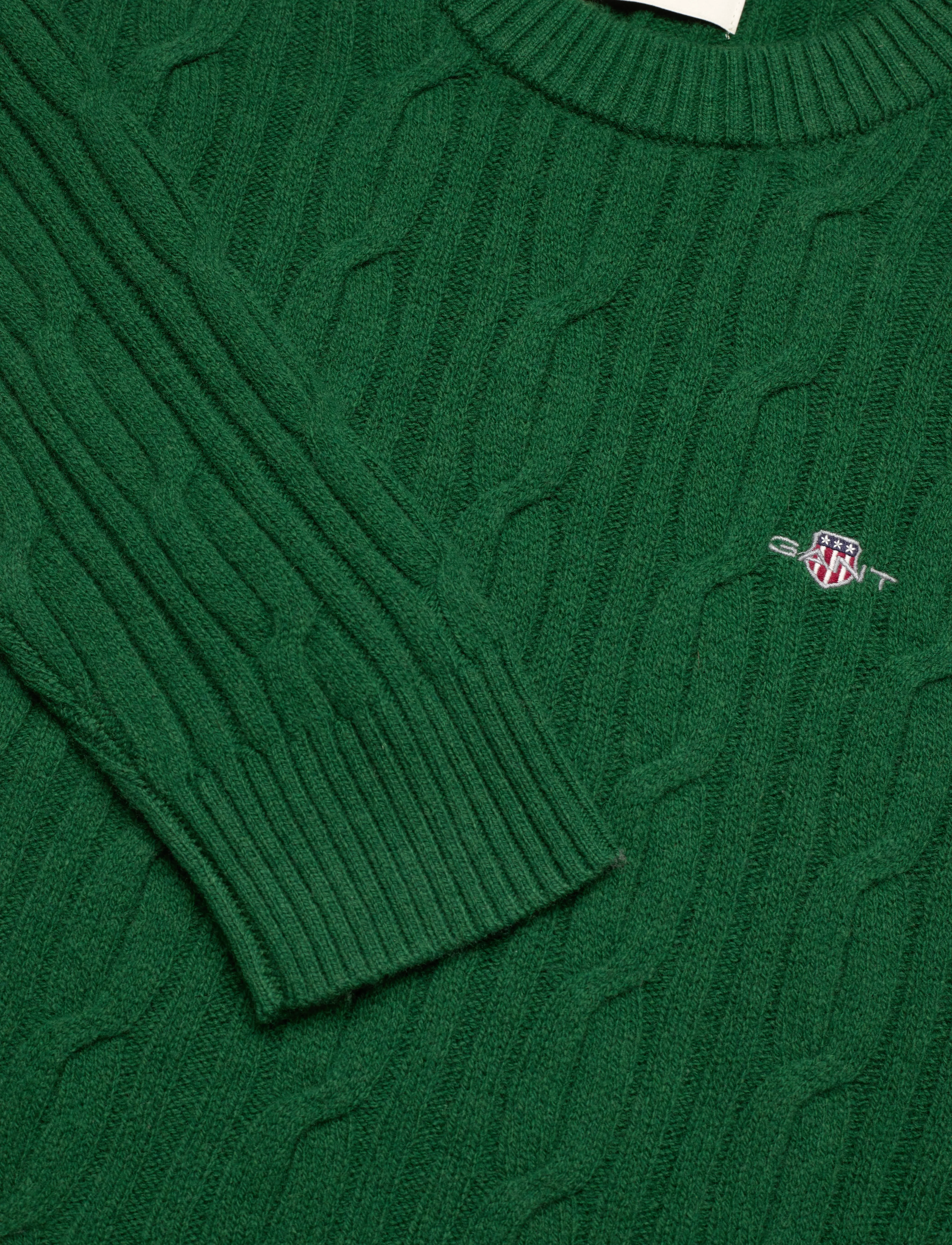 GANT - LAMBSWOOL CABLE C-NECK - forest green - 2