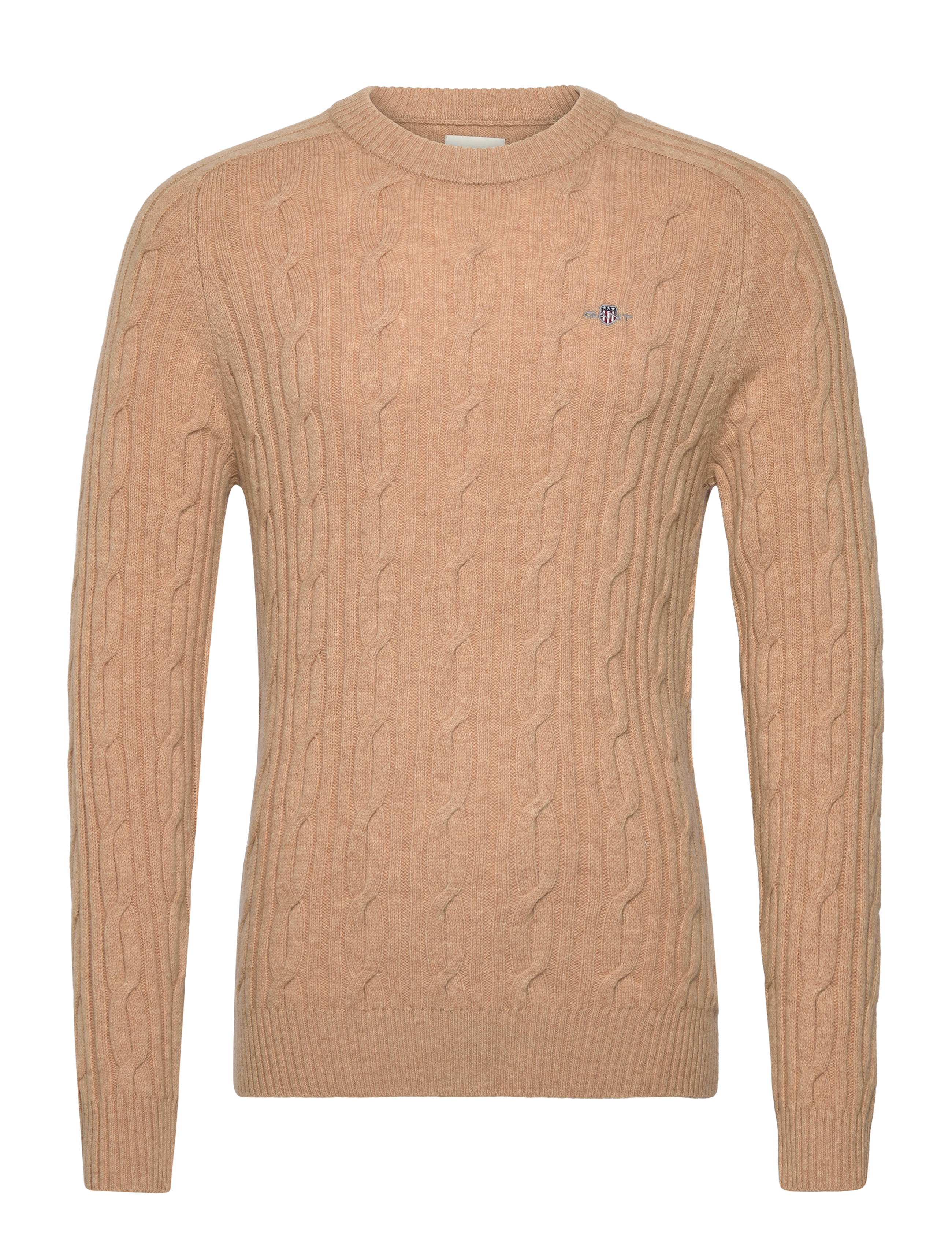 LAMBSWOOL CABLE C-NECK - KHAKI MEL