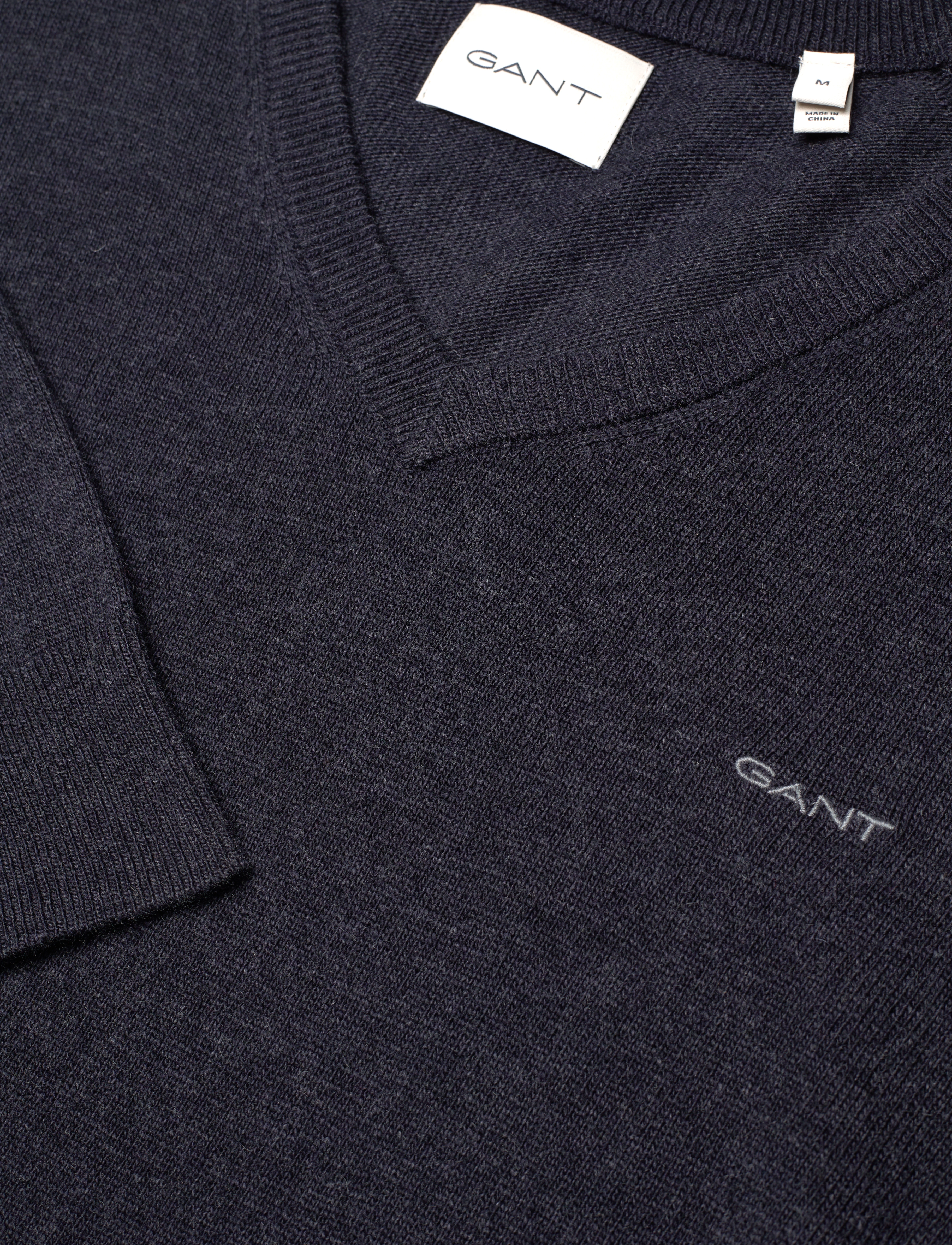 GANT - EXTRAFINE LAMBSWOOL V-NECK - dark navy melange - 2
