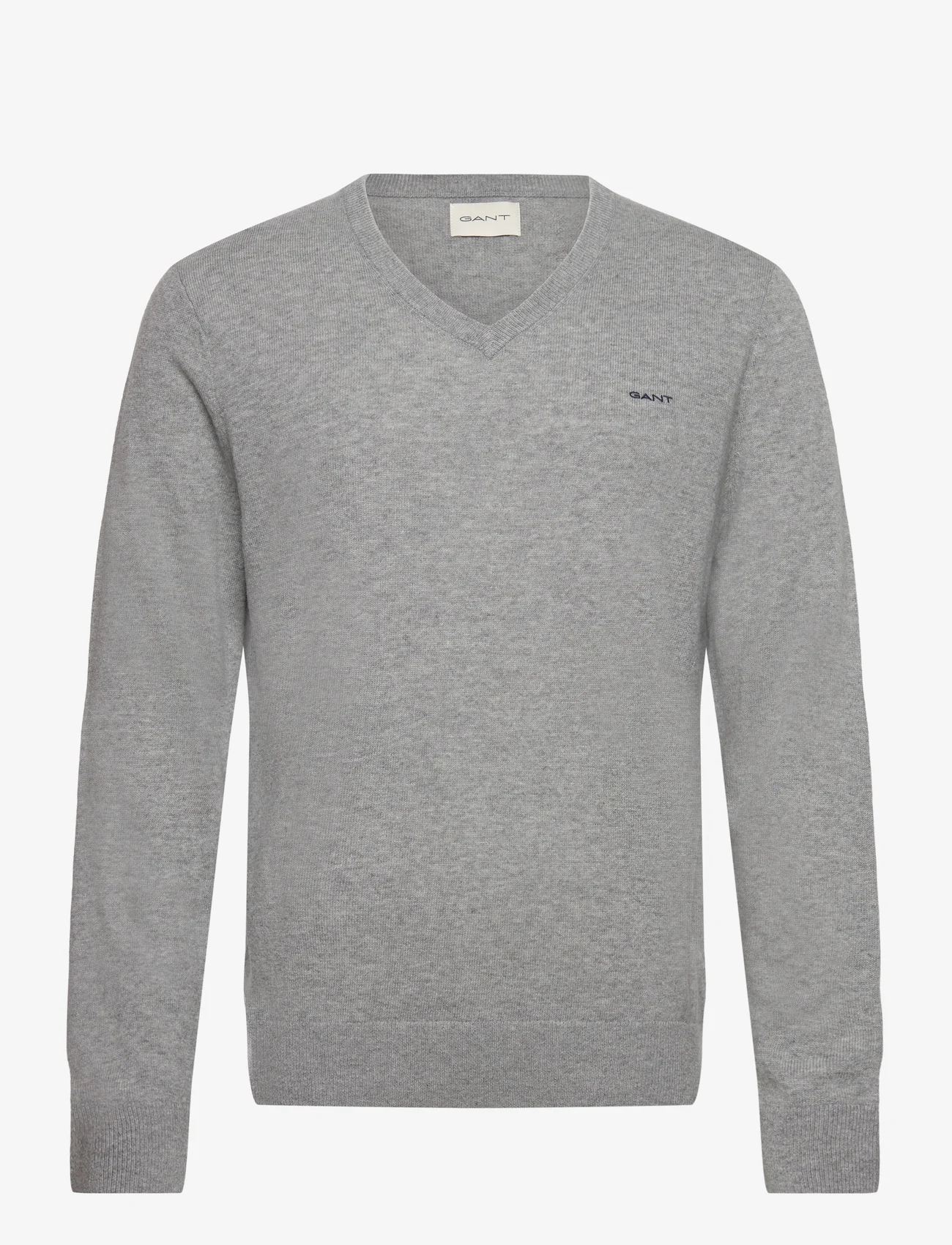 GANT - EXTRAFINE LAMBSWOOL V-NECK - basic knitwear - grey melange - 0