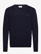 EXTRAFINE LAMBSWOOL V-NECK - MARINE