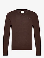 EXTRAFINE LAMBSWOOL V-NECK - RICH BROWN