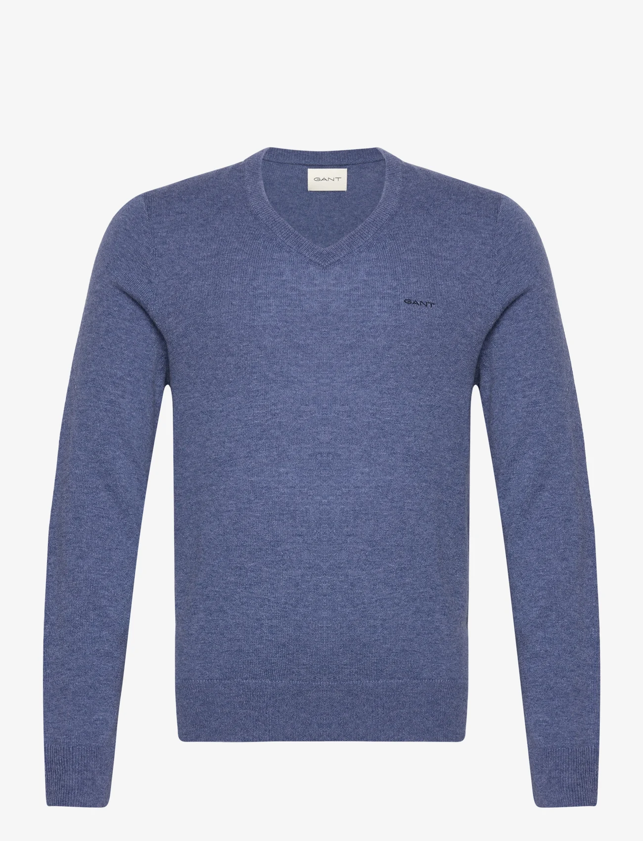 GANT - EXTRAFINE LAMBSWOOL V-NECK - basic knitwear - stone blue melange - 0