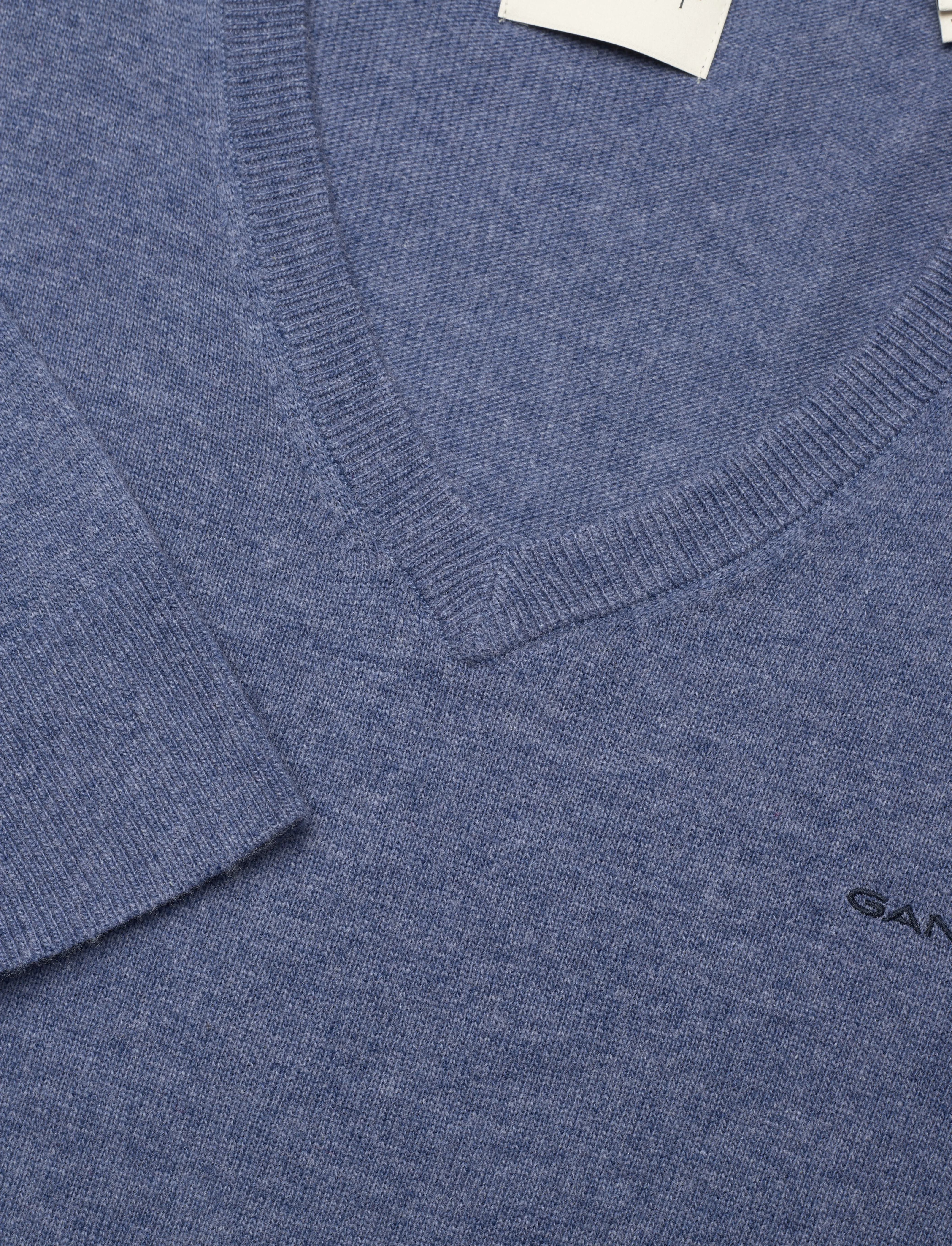 GANT - EXTRAFINE LAMBSWOOL V-NECK - stone blue melange - 2