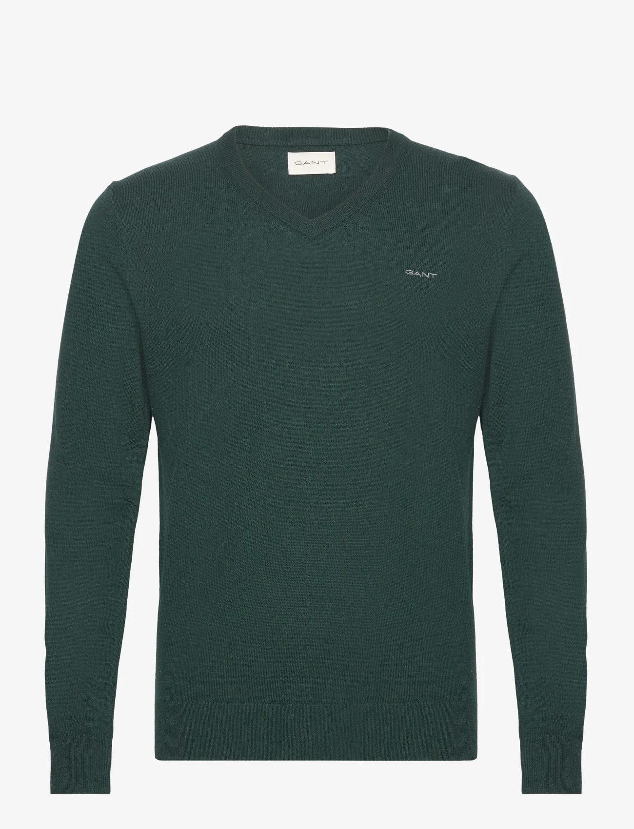 GANT - EXTRAFINE LAMBSWOOL V-NECK - basic knitwear - tartan green - 0