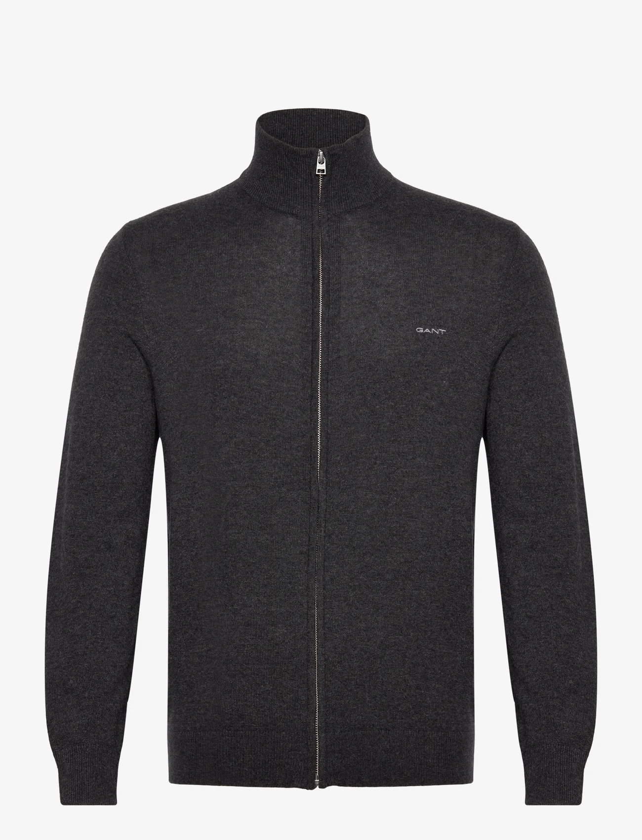 GANT - EXTRAFINE LAMBSWOOL ZIP CARDIGAN - födelsedagspresenter - dk charcoal melange - 0