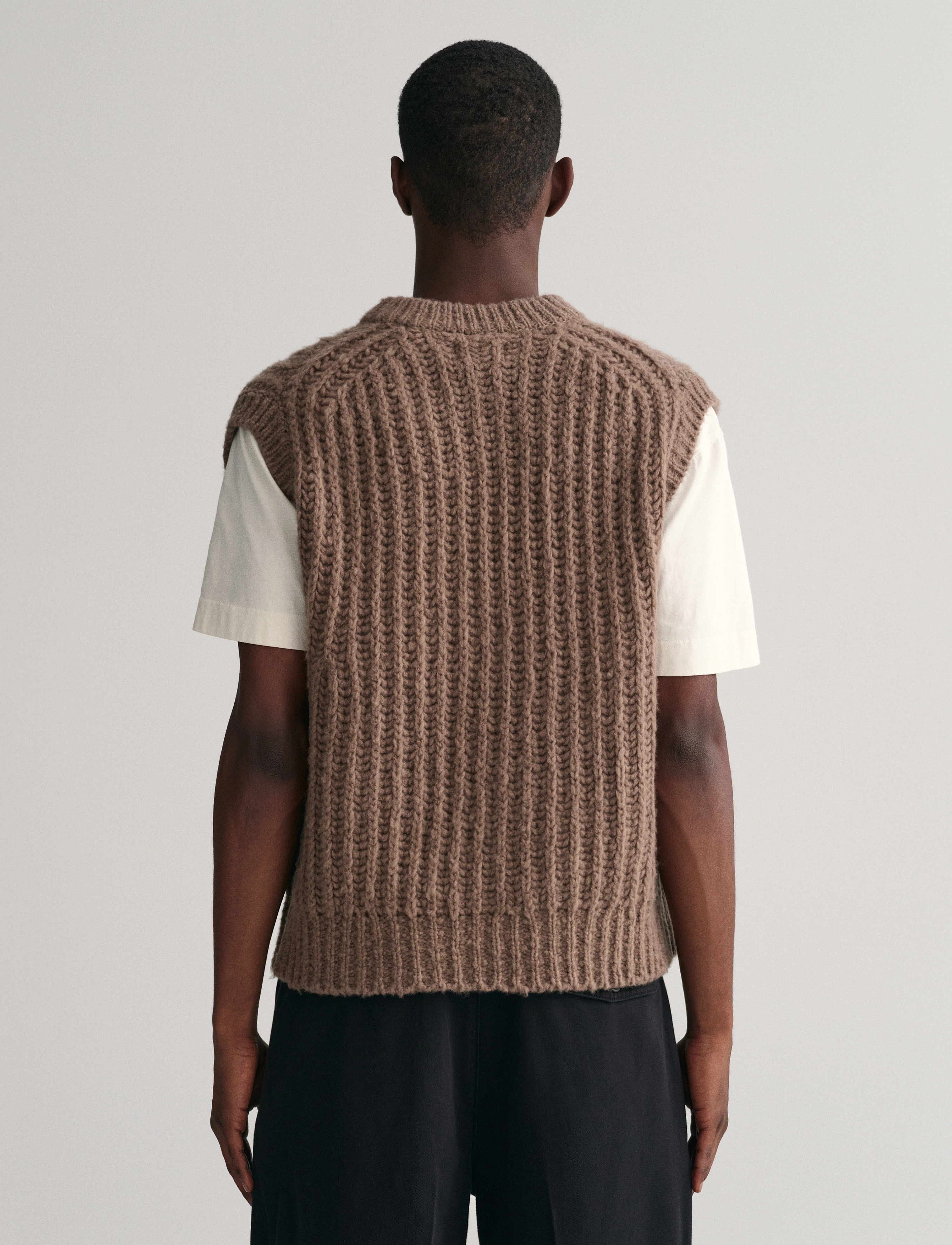 GANT - CURLY WOOL RIB SLIP OVER - desert brown - 3