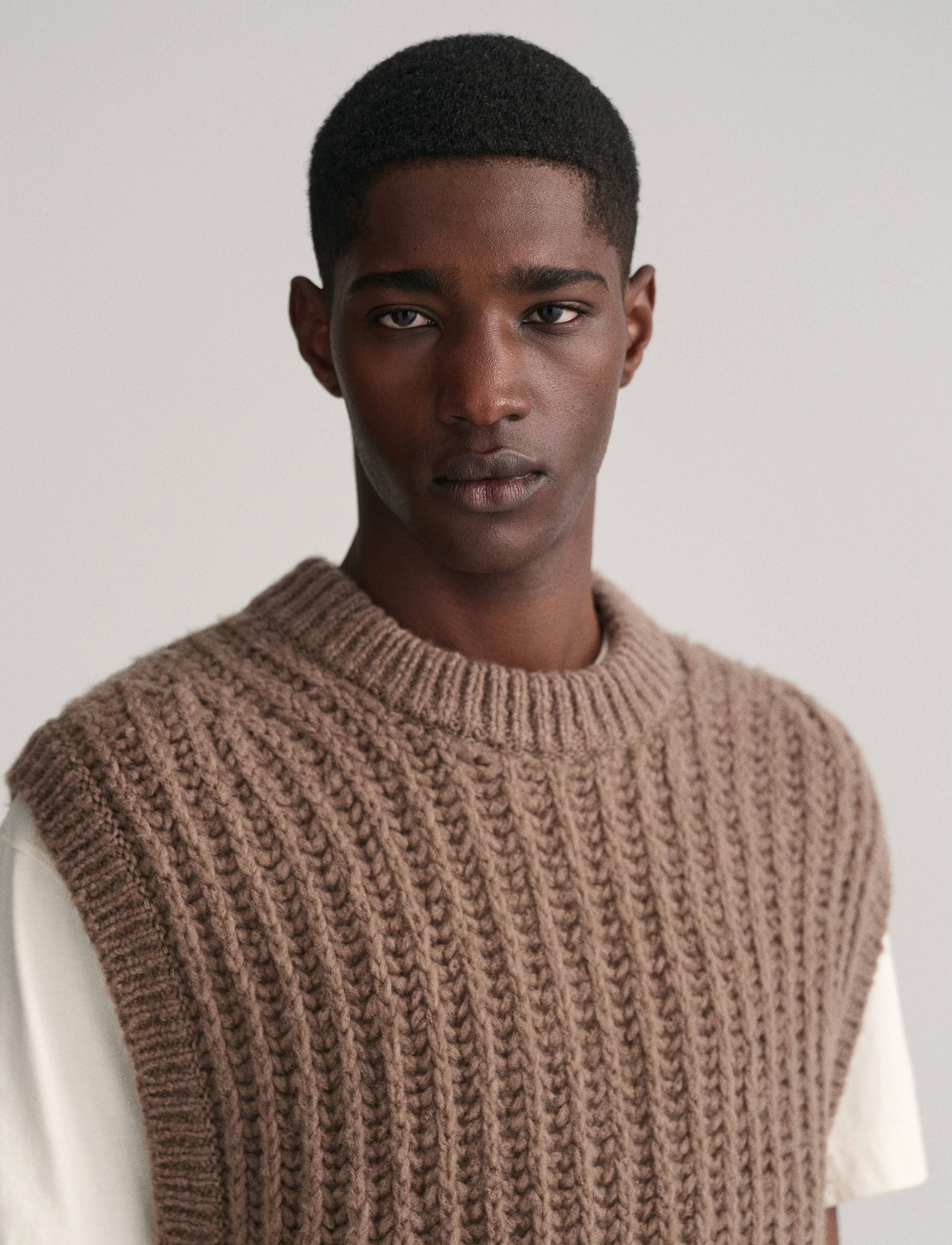 GANT - CURLY WOOL RIB SLIP OVER - desert brown - 4
