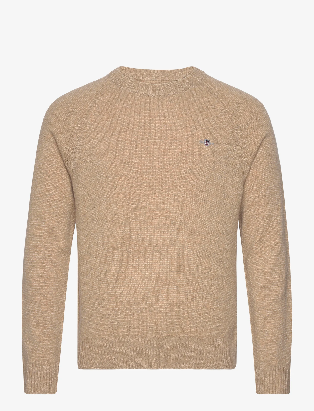 GANT - BICOLORED RAGLAN C-NECK - knitted round necks - dk. sand melange - 0
