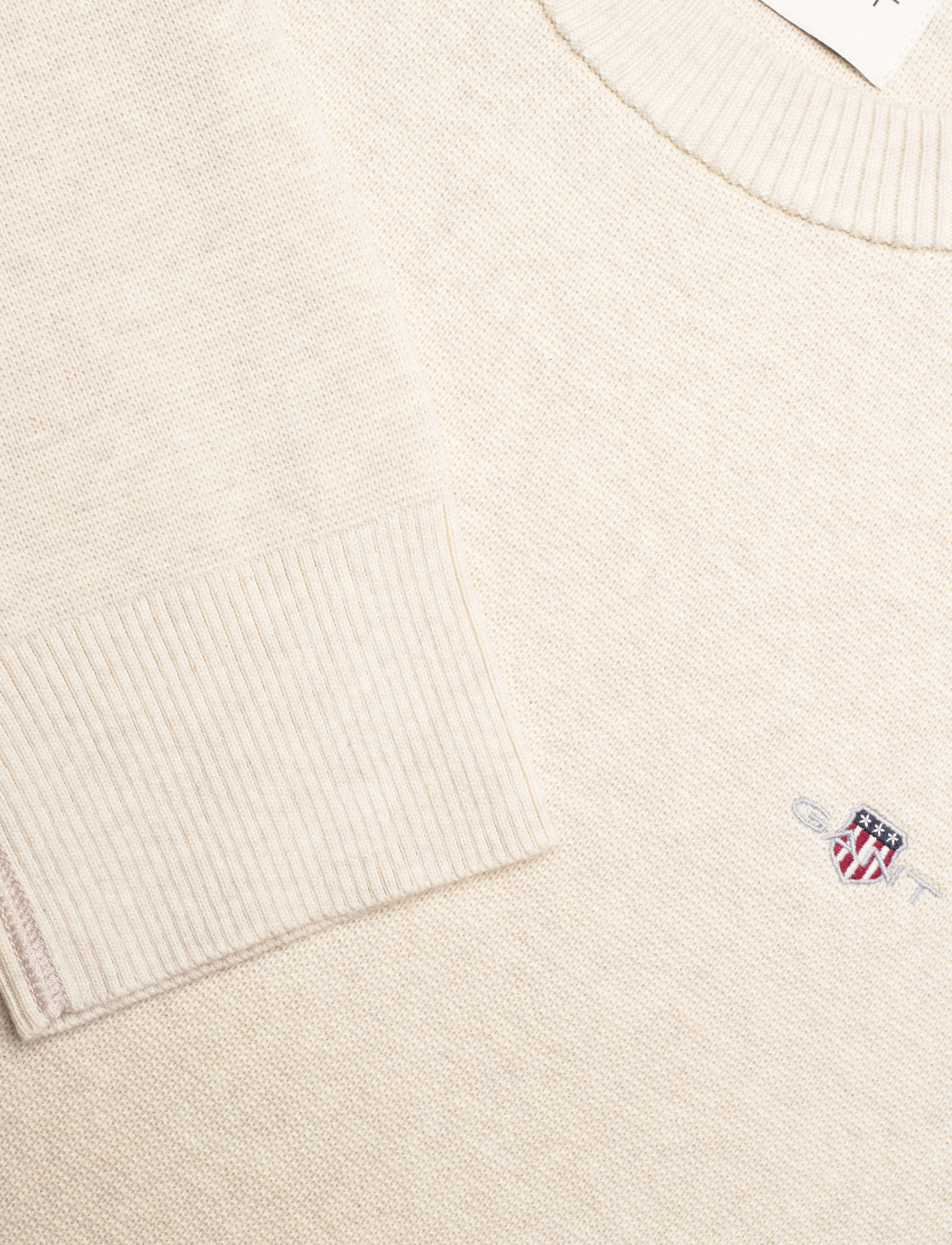 GANT - MILANO KNIT COTTON BUTTONED C-NECK - seed melange - 2