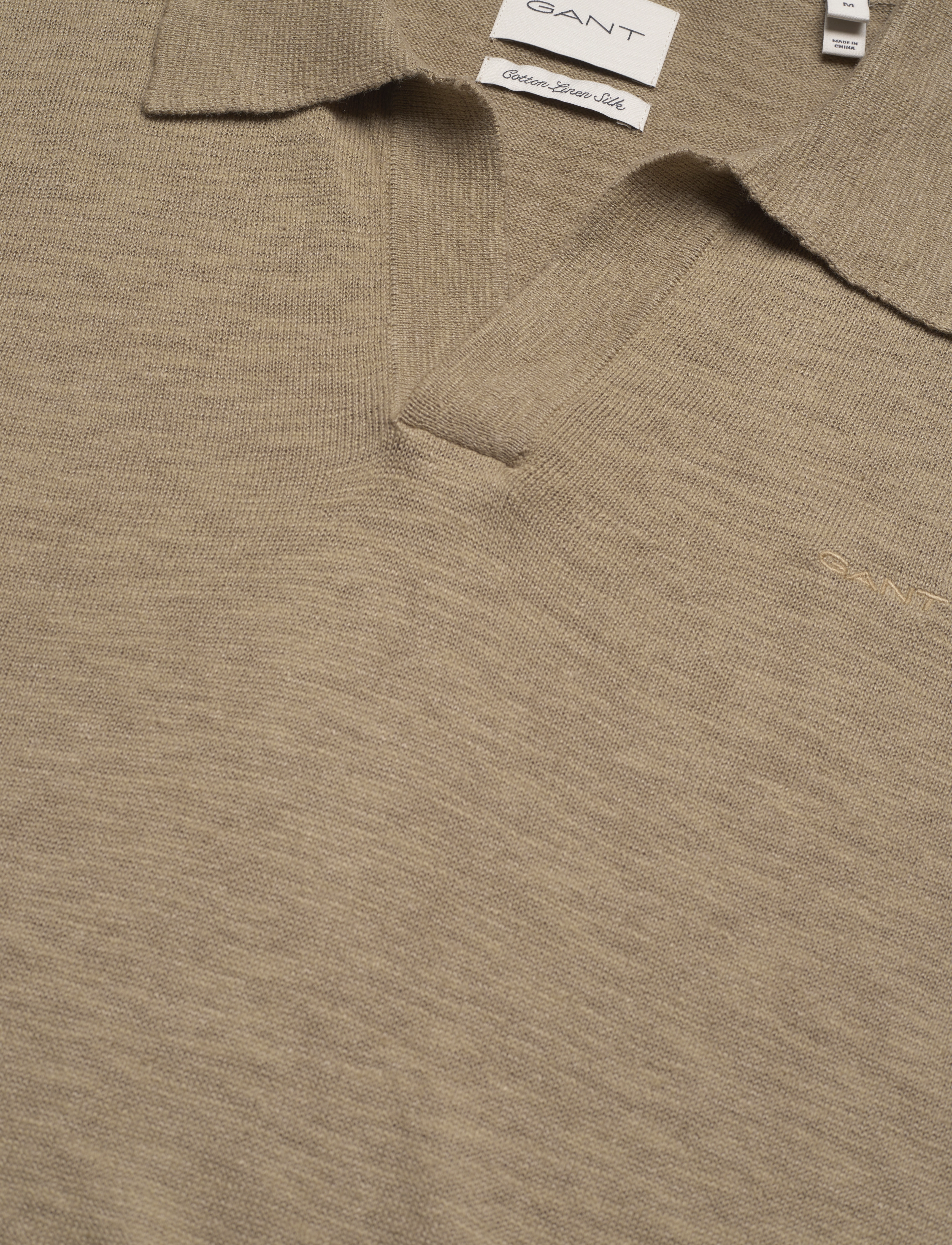 GANT - COTTON LINEN OPEN POLO - dried khaki - 2