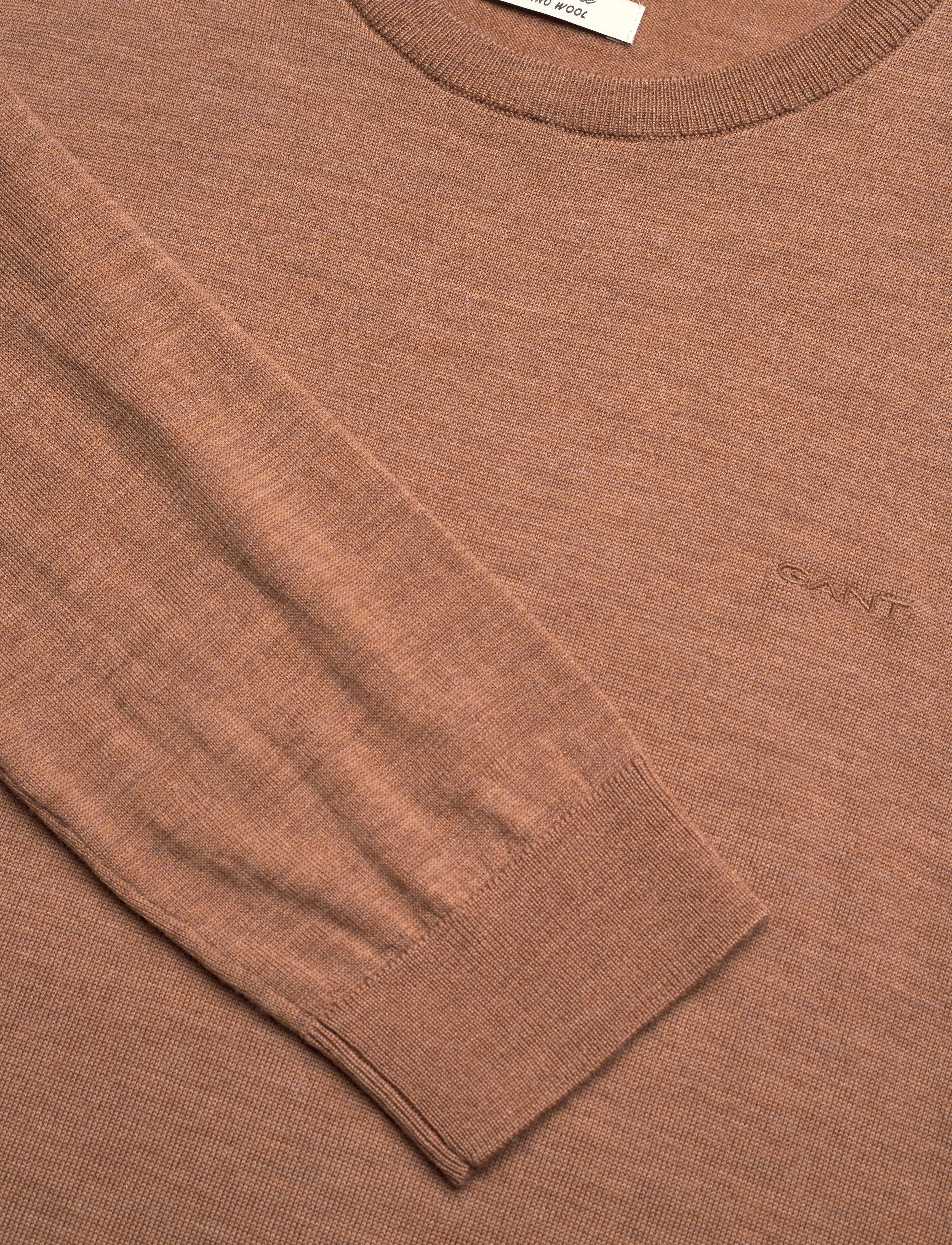 Gant - EXTRAFINE MERINO WOOL C-NECK - rund hals - dk. sand melange - 2